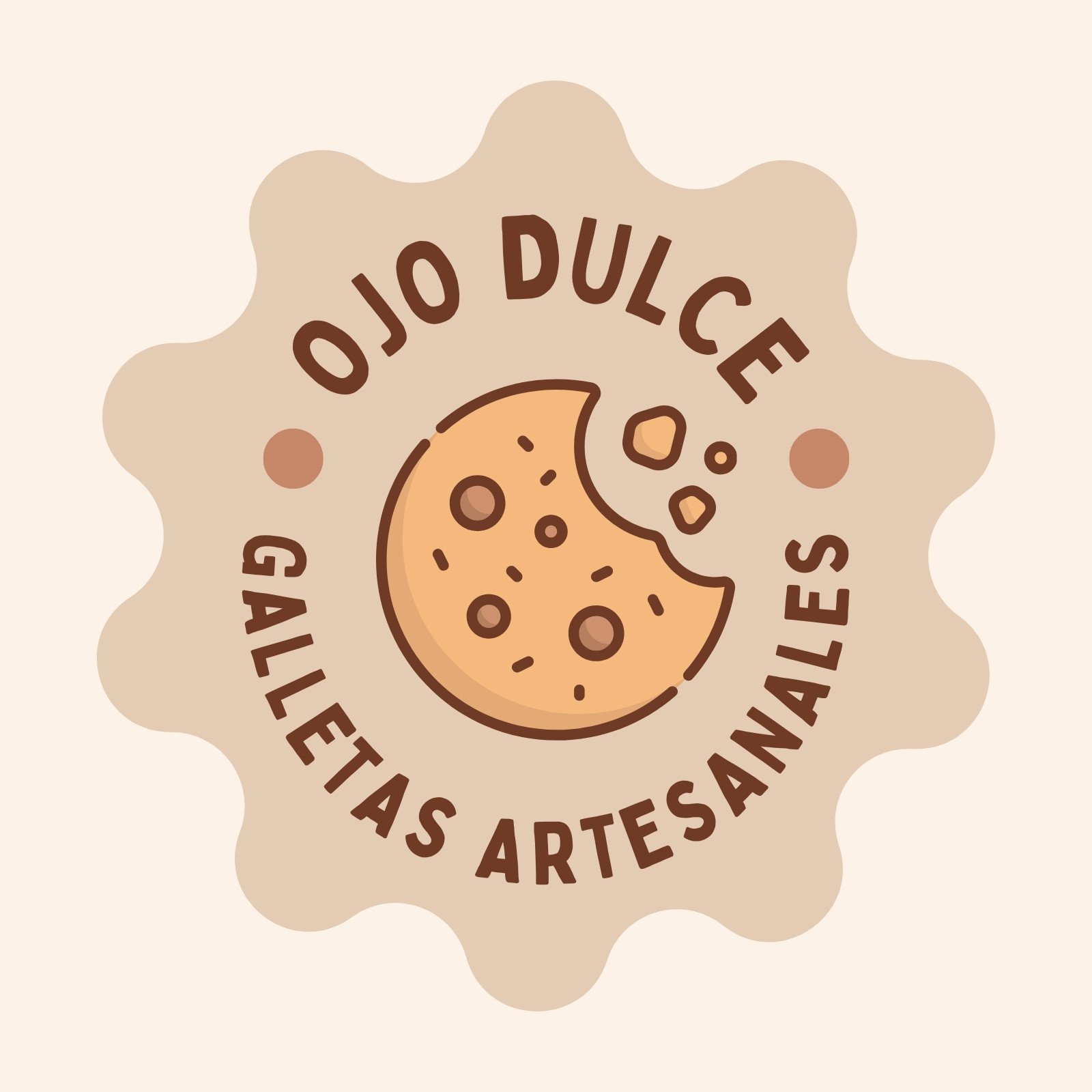 Logo galletas artesanales simple ilustrado crema