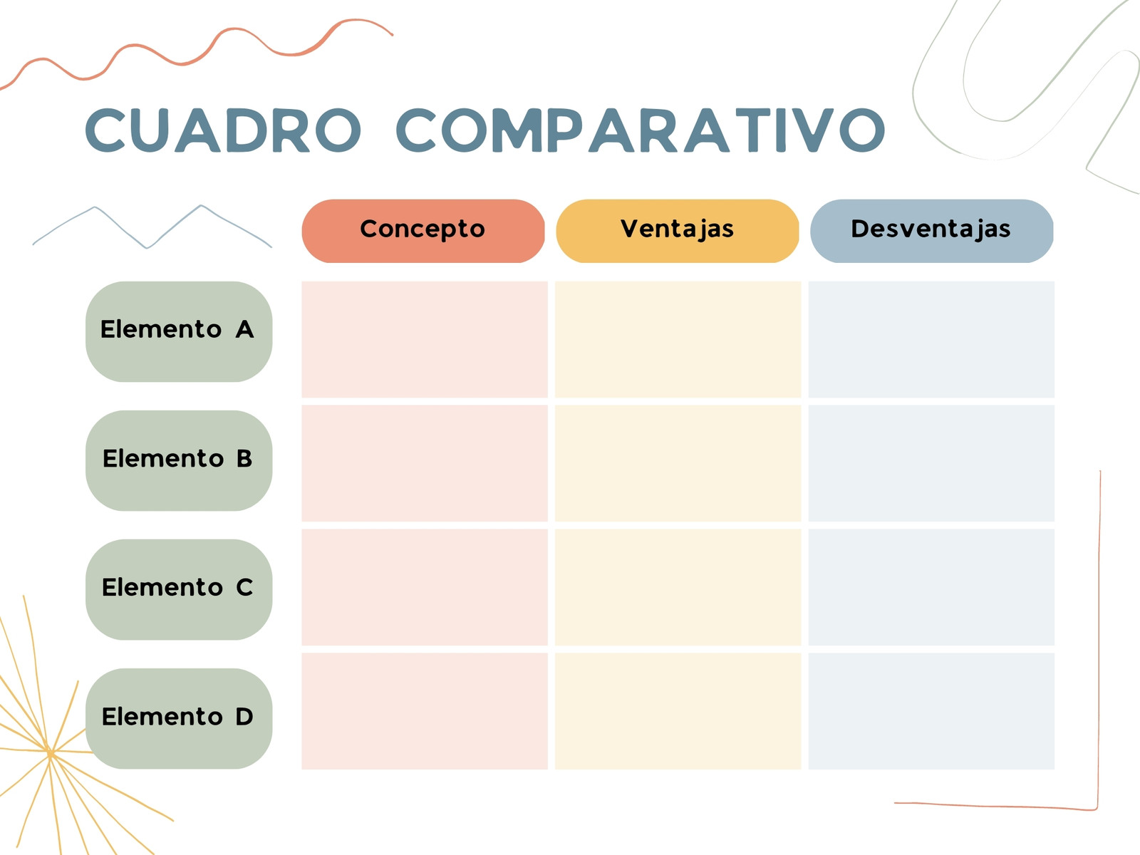 Gráfico Tabla Comparativa Juvenil Colorido Pastel