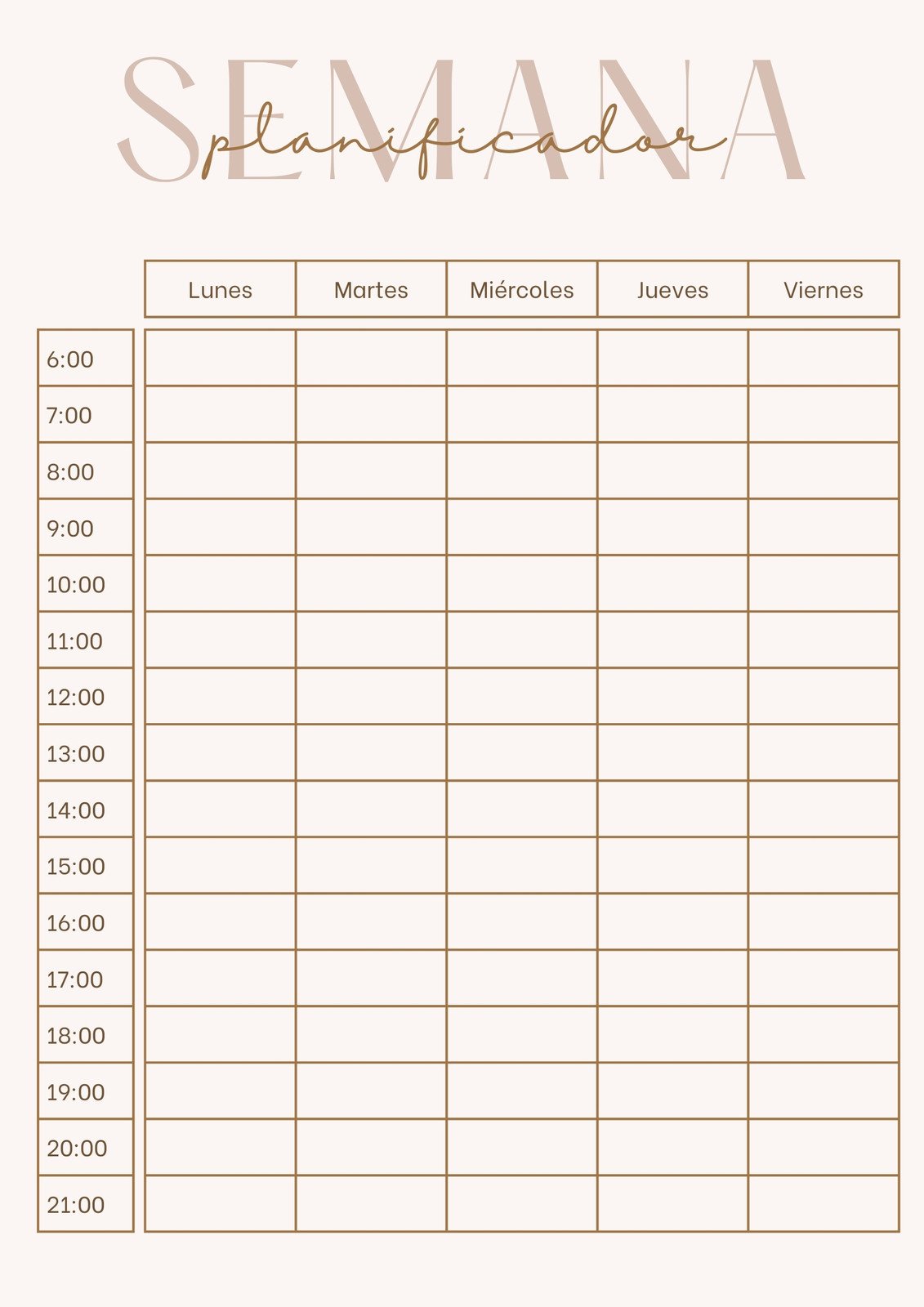 Agenda Planificador Semanal Minimalista Personal Beige