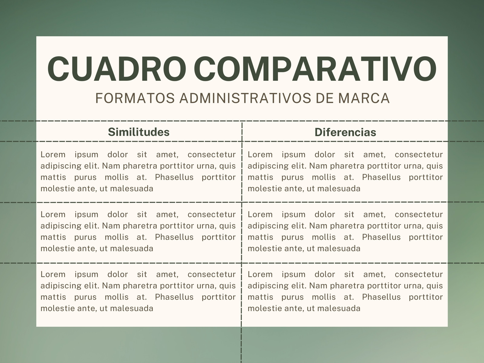 Gráfica cuadro comparativo sencillo verde