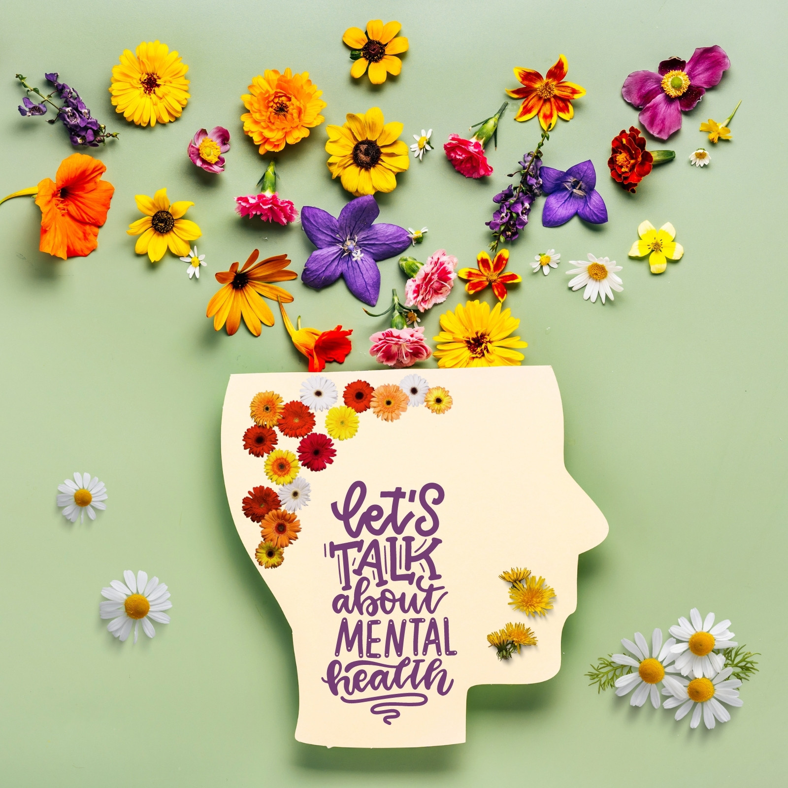 Green Floral Mental Health Instagram Post