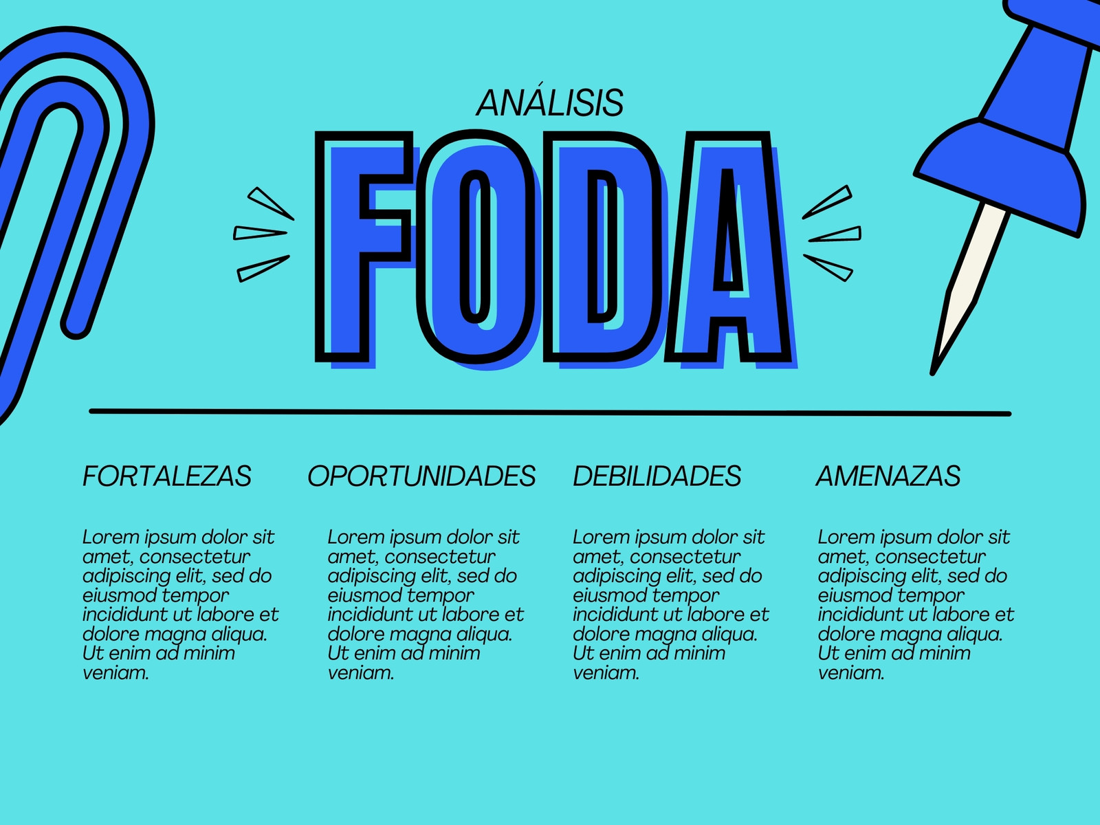 Gráfica Análisis FODA Ilustrada Azul y Celeste