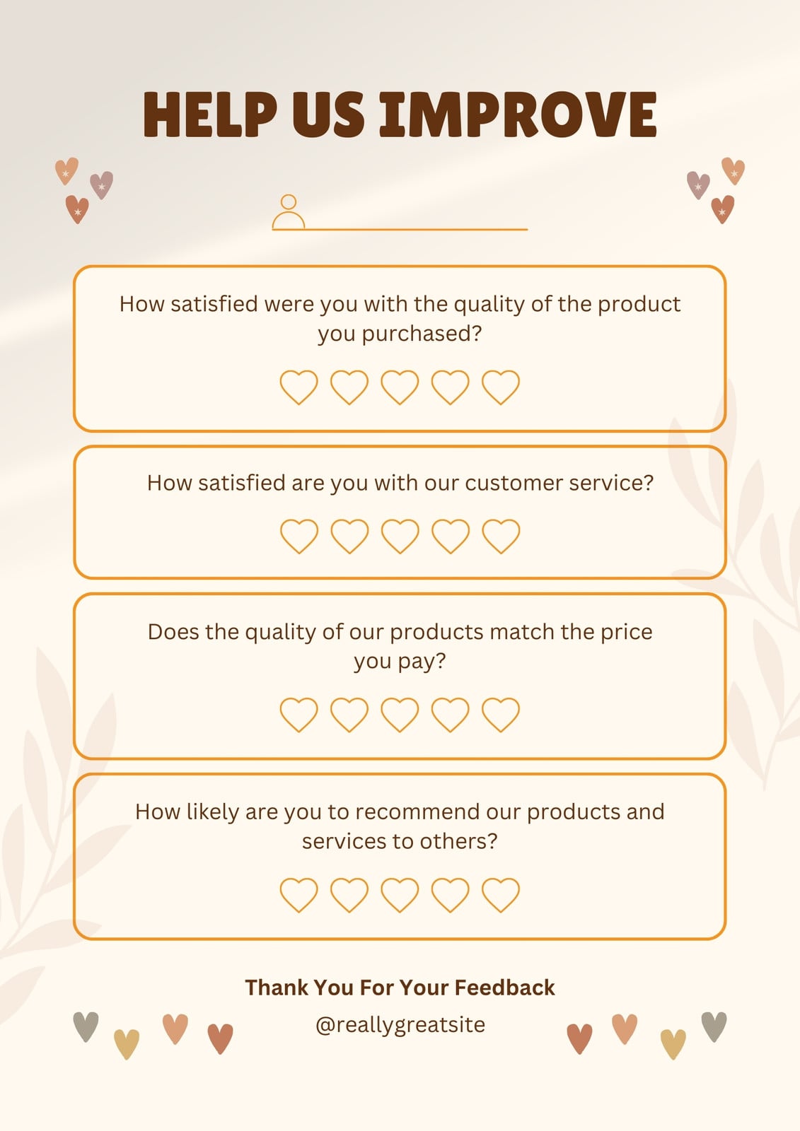 Floral White And Brown Yellow Illustration Help Us Improve Feedback Form