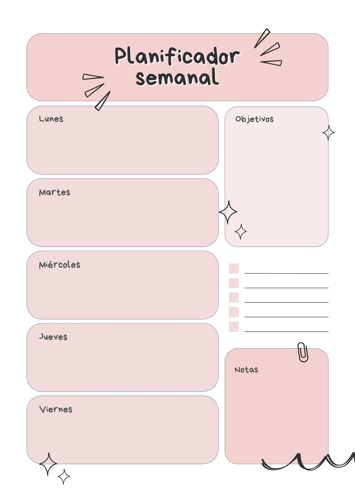 Agenda Planificador Semanal Minimalista Rosa