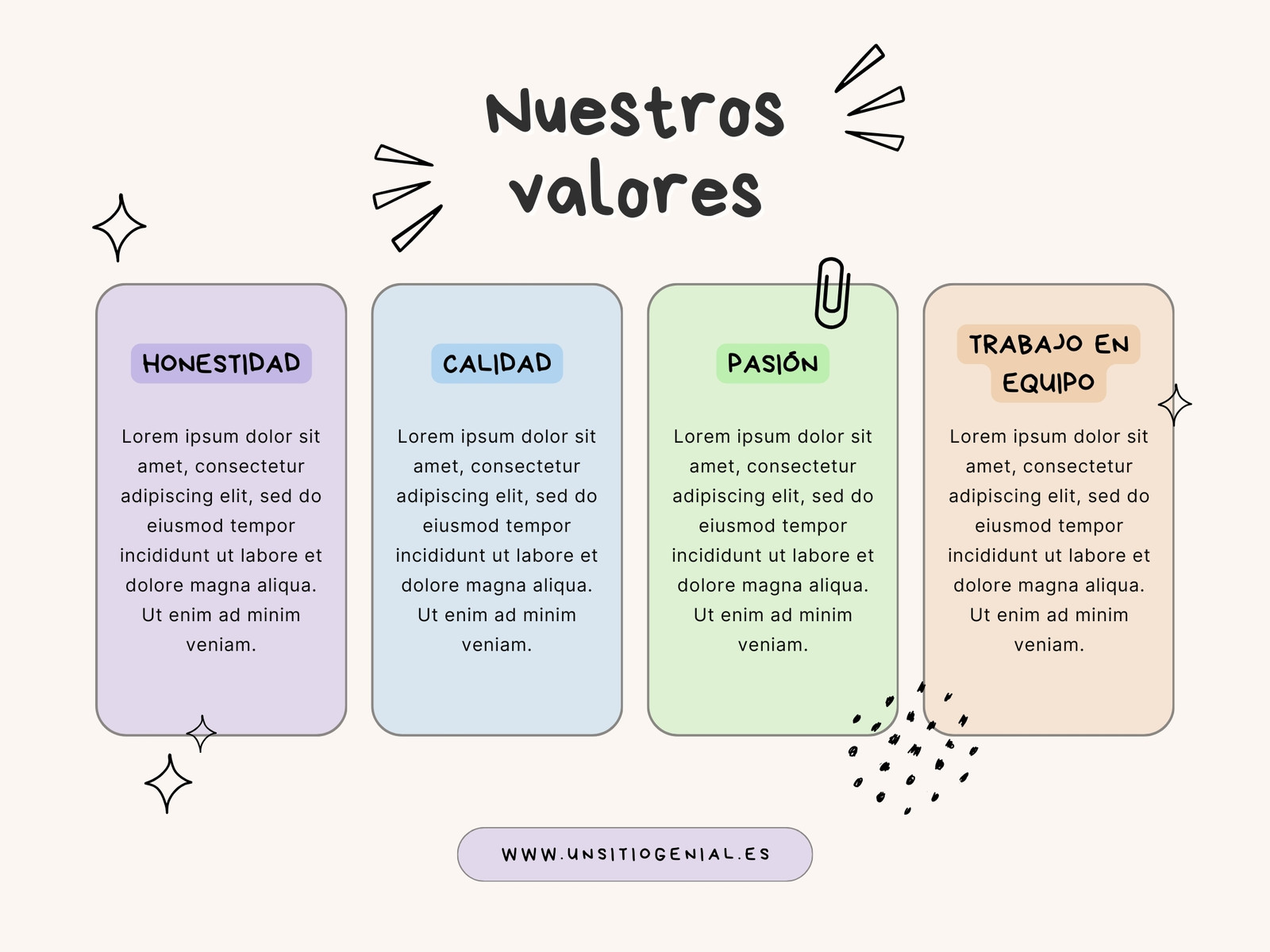 Gráfico Nuestros Valores Empresa Pastel Colorido
