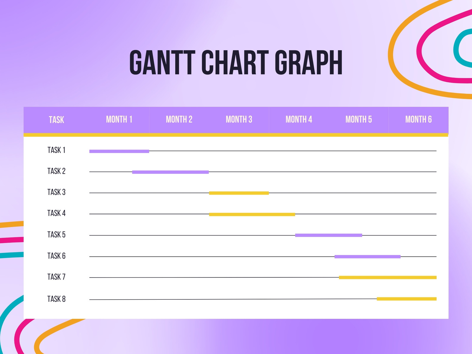 Purple Task Gantt Chart Graph