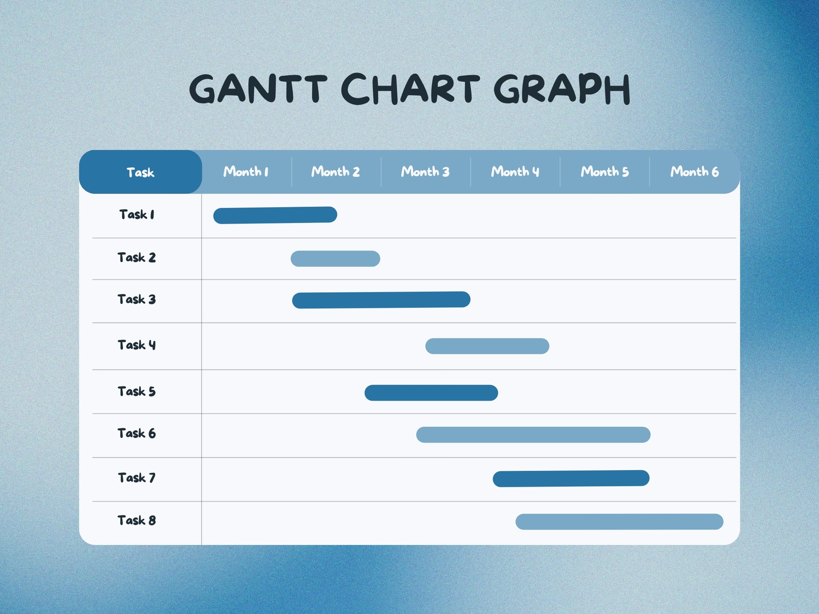 Blue Gradient Task Gantt Chart Graph