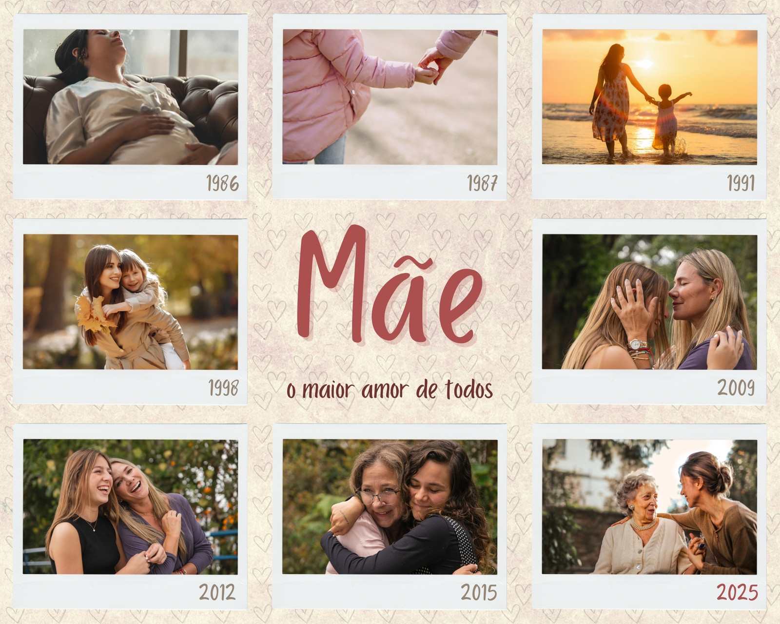 Montagem de Fotos de Homenagem para Mães com Linha do Tempo em Fotos