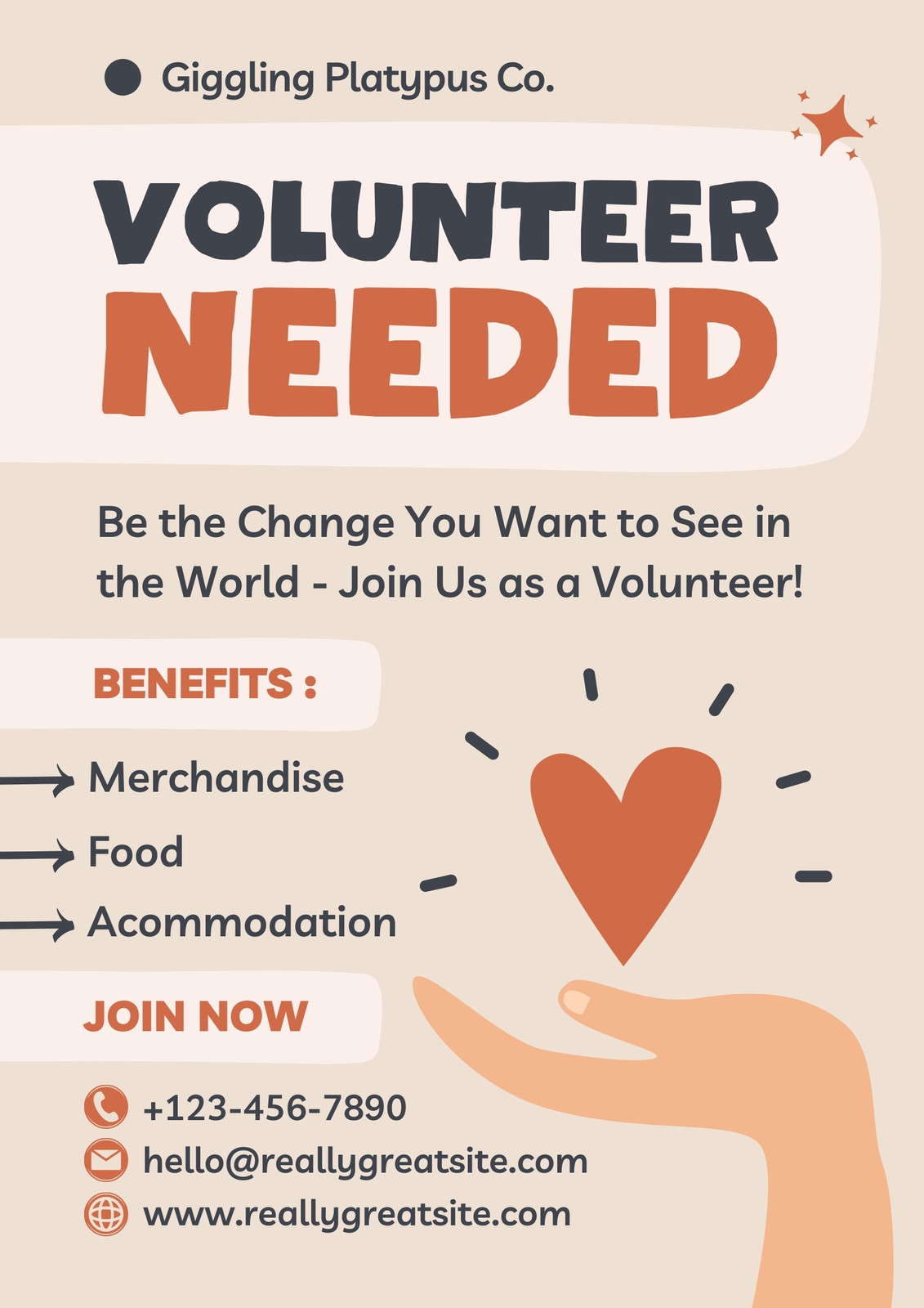Beige Modern Volunteer Needed Flyer