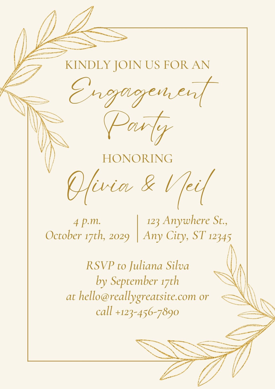 Gold Simple Engagement Party Invitation Flyer