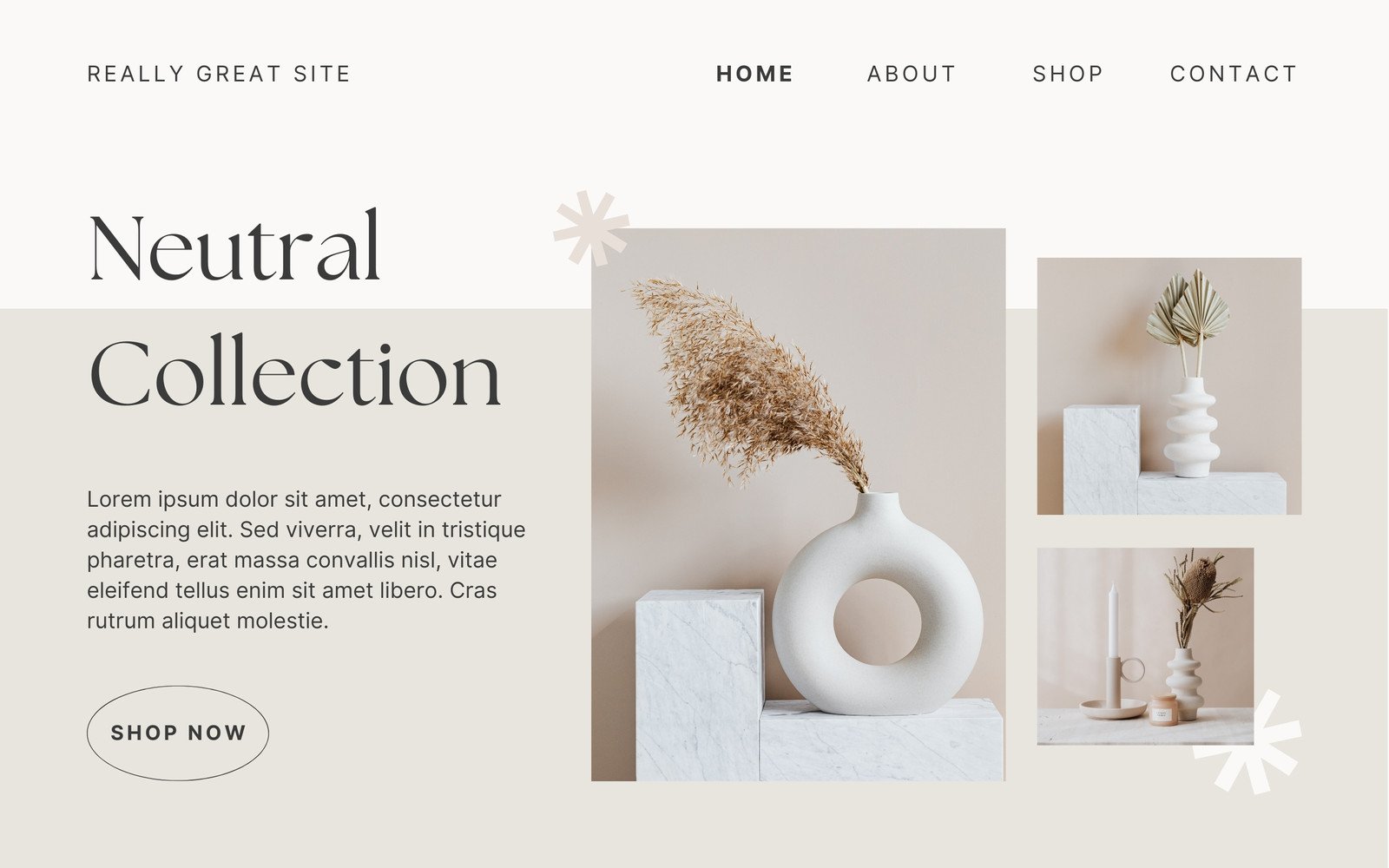 Beige Neutral Interior Design Landing Page Desktop Prototype