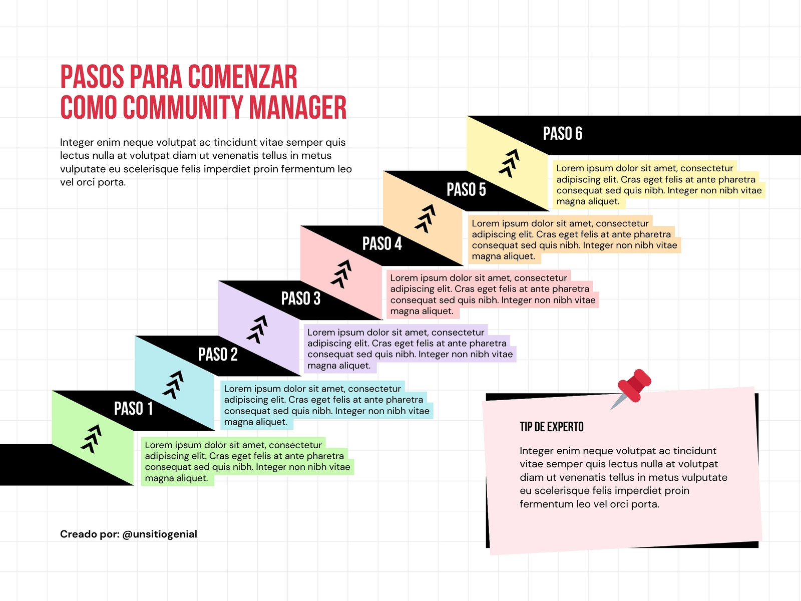 Gráfico de Seis Pasos con Escalera Profesional Sencillo Multicolor
