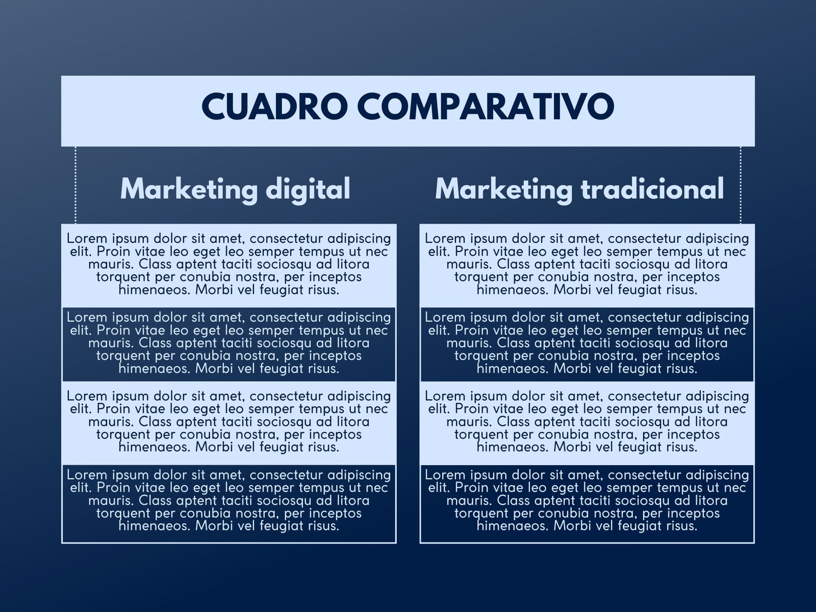 Cuadro comparativo simple corporativo azul