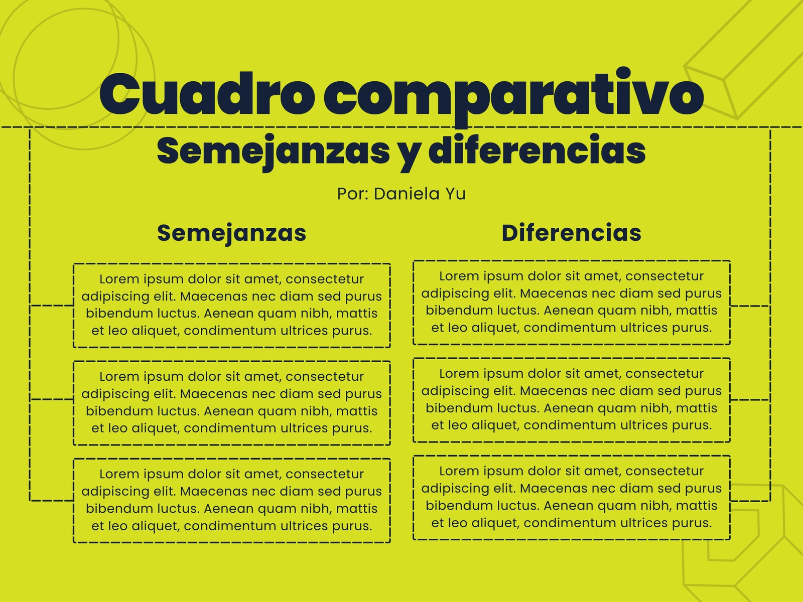Grafico cuadro comparativo geometrico simple verde y negro