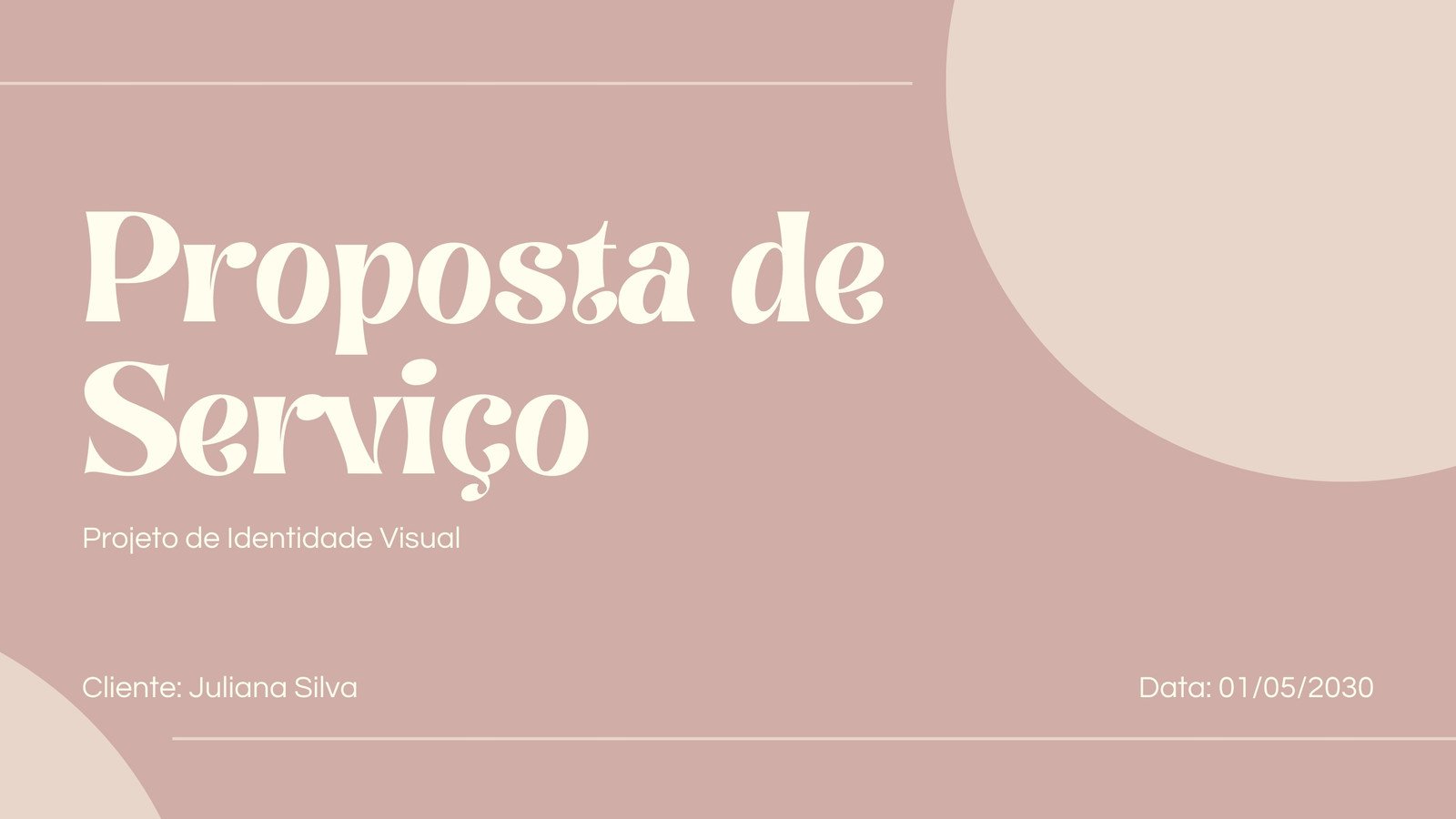 Apresentação simples proposta de serviço tons pastéis