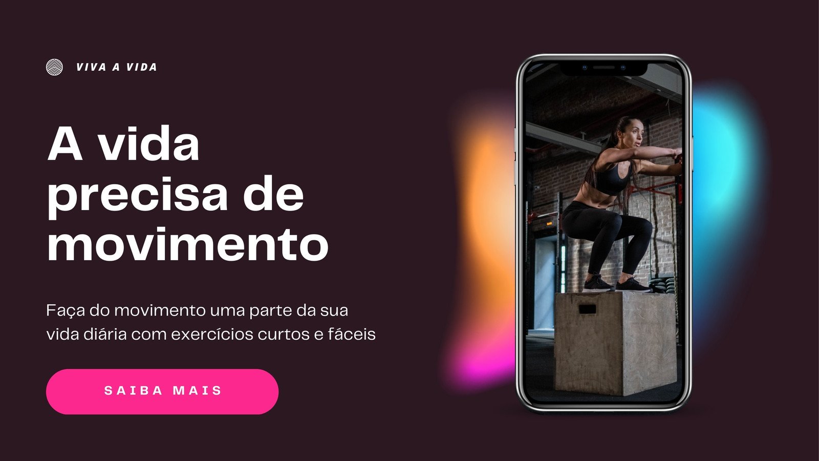 Site de Fitness Estilo Gradiente Marrom-escuro Rosa-neon