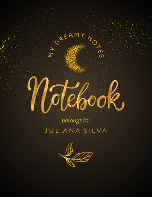 Luxury Elegant Moon Floral Spiral Notebook Notebook Cover Canva template, black and gold