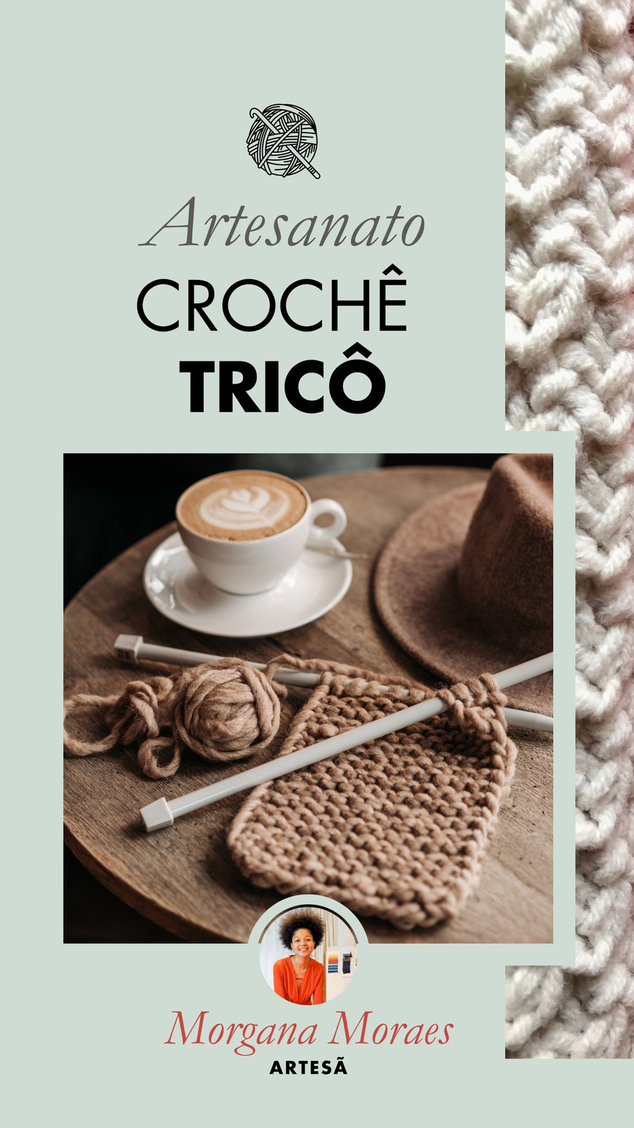 Story de instagram catálogo de artesanato crochê e tricô modular cinza