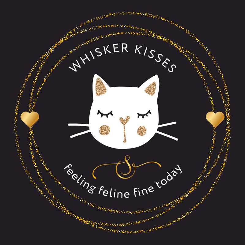 Cute Playful Cat Funny Quote Laptop Circle Sticker Canva template, black, gold and white