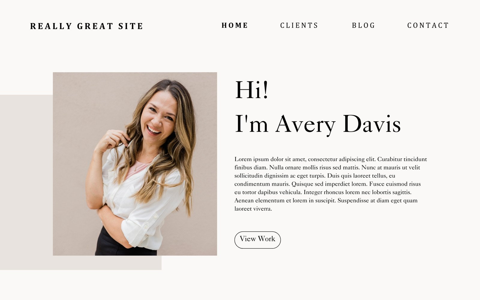 Beige Minimalist Portfolio Website Desktop Prototype