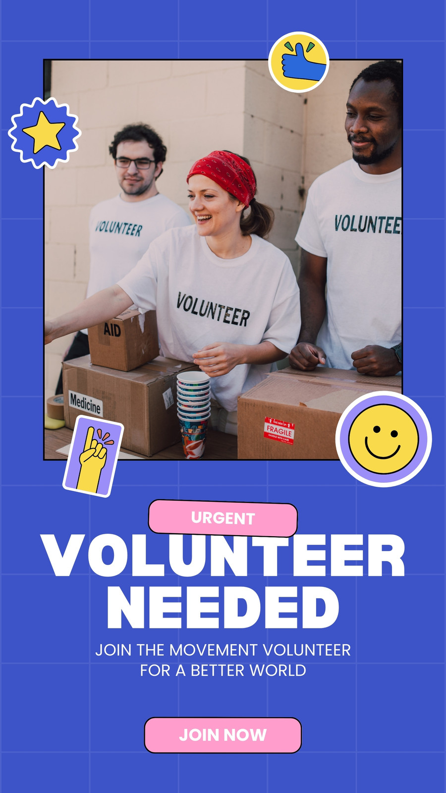 Purple and Pink Modern Volunteer Needed Instagram Story