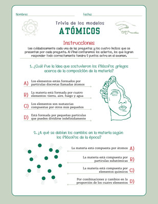Hoja De Trabajo Sobre Las Partes Del átomo