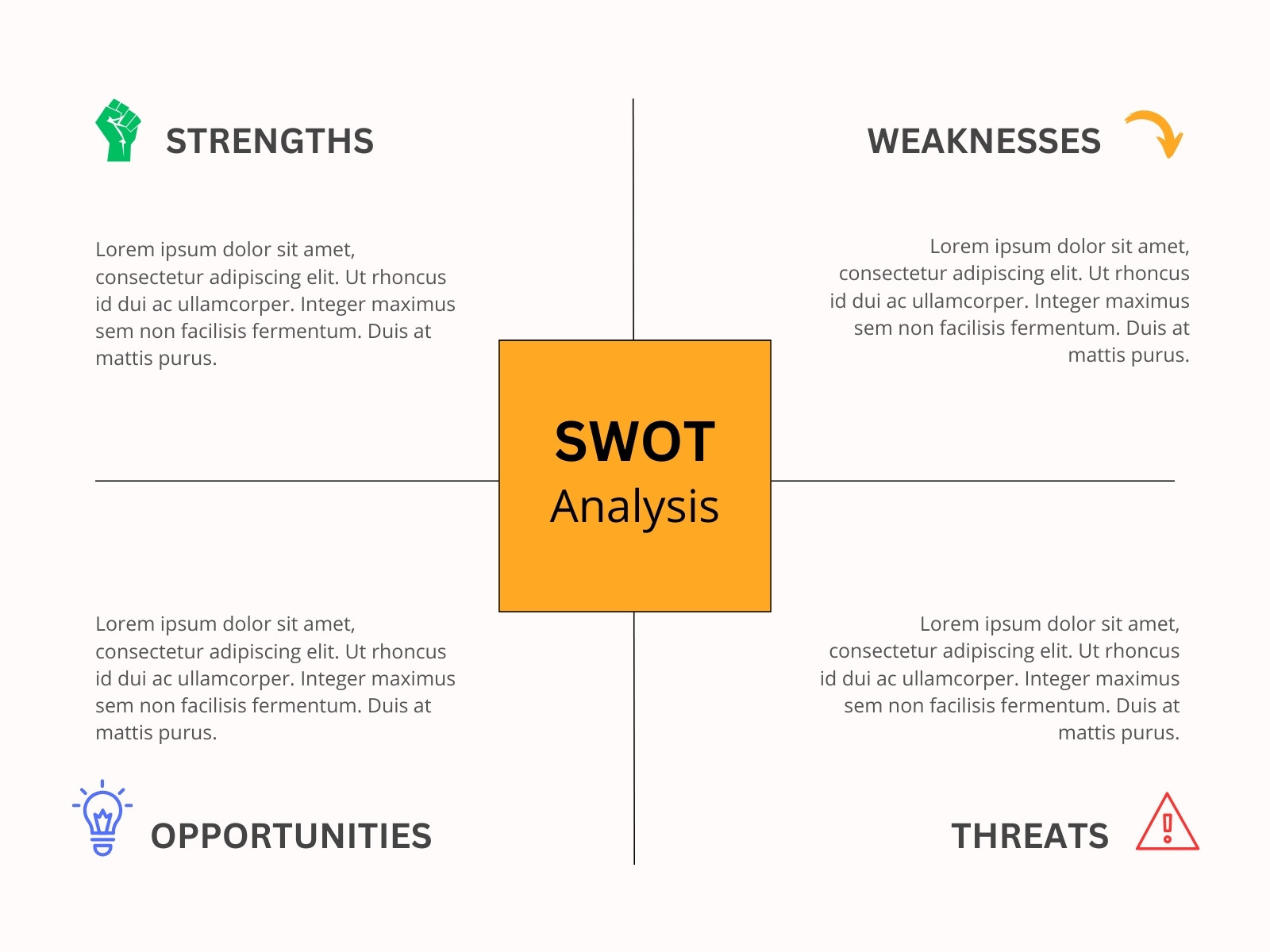 Yellow White and Gray Modern SWOT Analysis Graph
