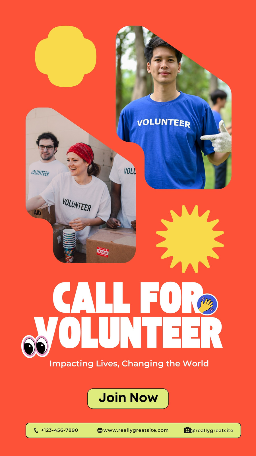 Orange Yellow and White Modern Volunteer Needed Instagram Story