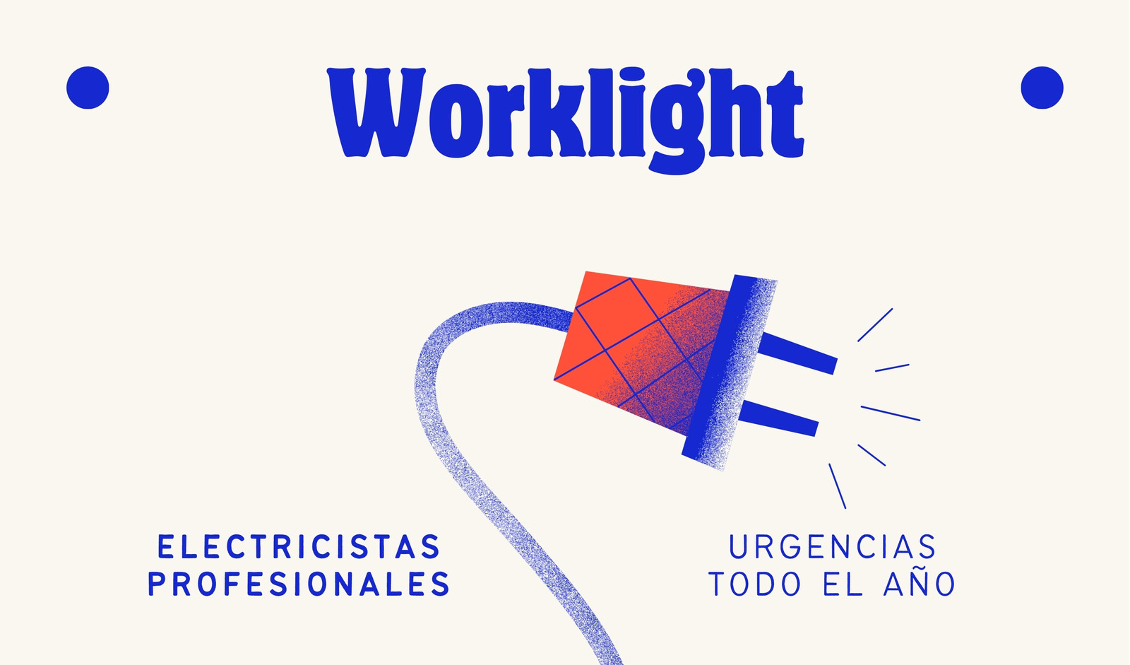 Tarjeta de Visita Vintage Ilustrada y Tipográfica en Marfil Azul Eléctrico y Rojo para Electricistas