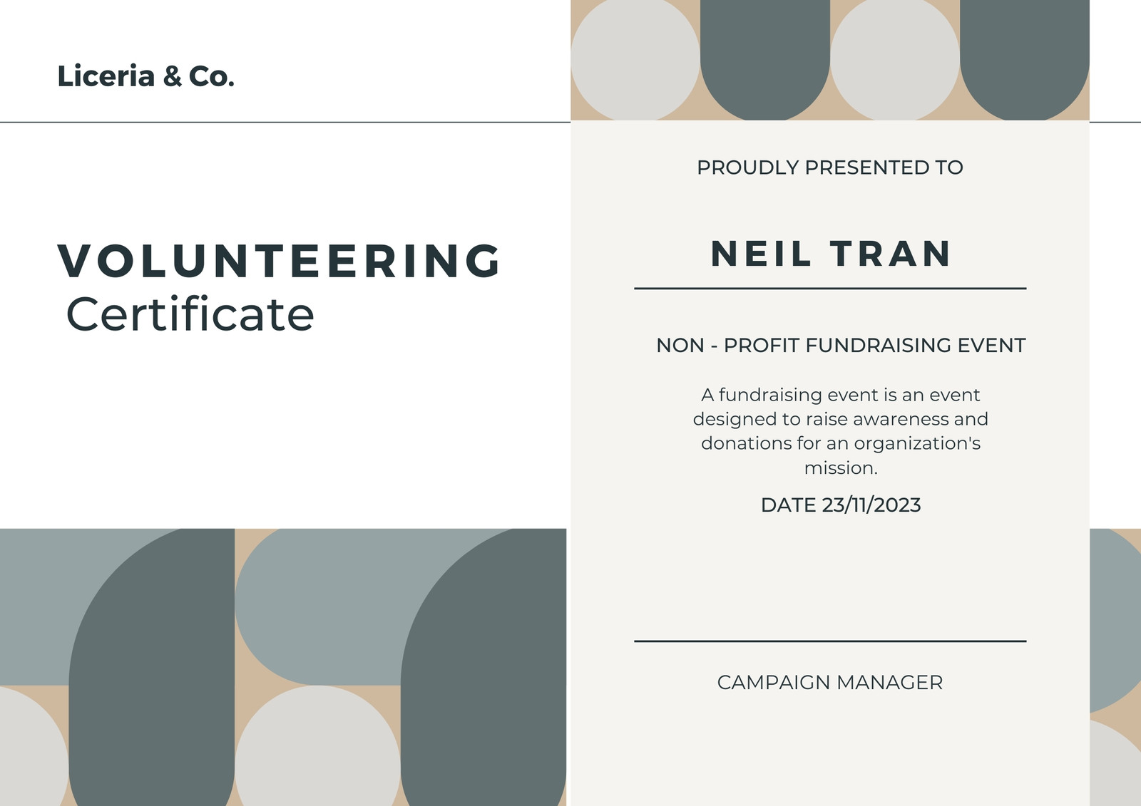 White and Gray Modern Volunteering Certificate