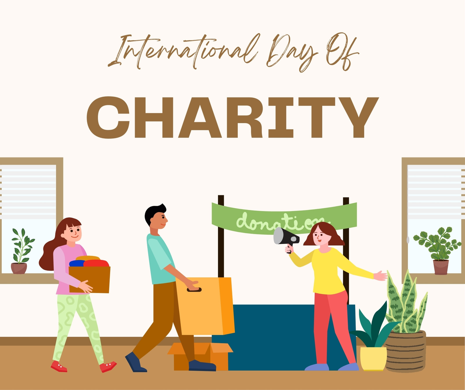 Beige and Brown Minimalist International Day Of Charity Facebook Post
