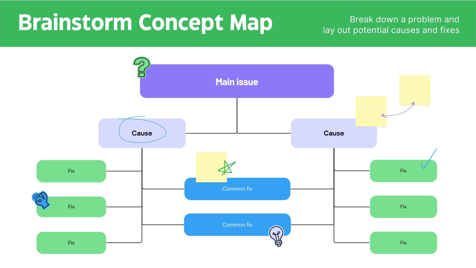 Brainstorm Concept Map Planning Whiteboard in Green Purple Blue Simple Colorful Style