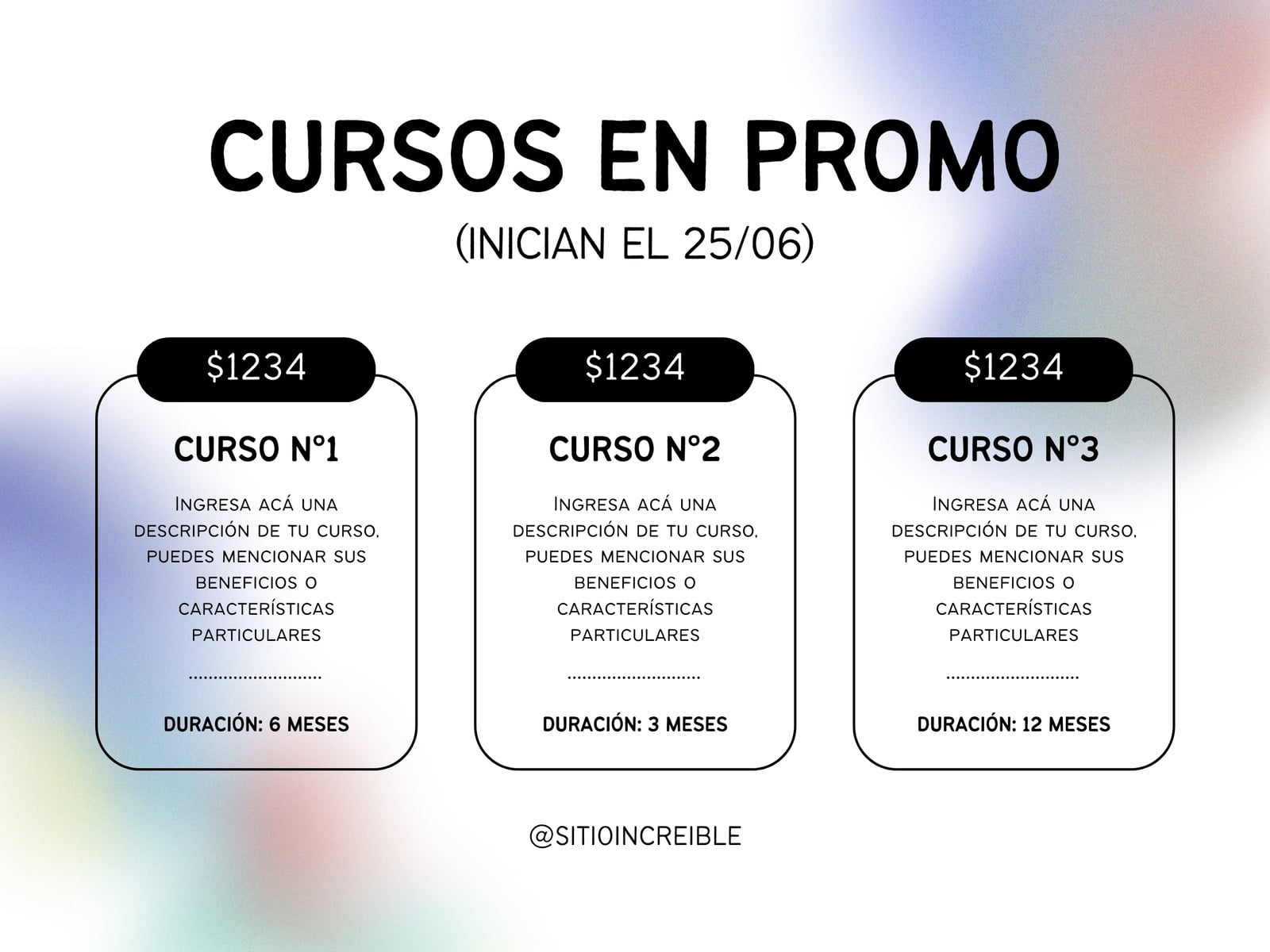 Gráfico Anuncio Cursos en Promoción Simple Blanco