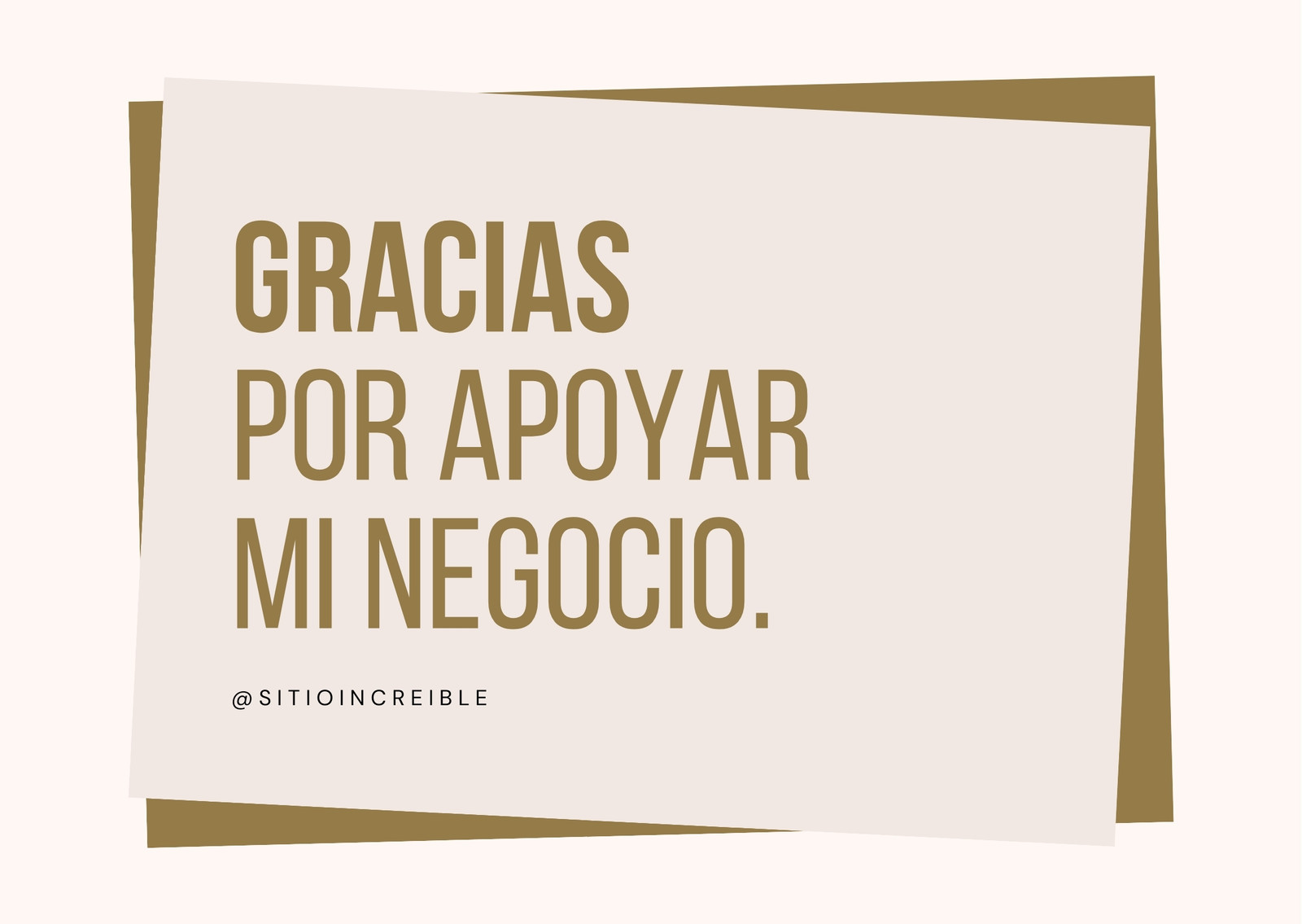 Tarjeta Gracias por Apoyar Negocio Emprendimiento Minimalista Dorado