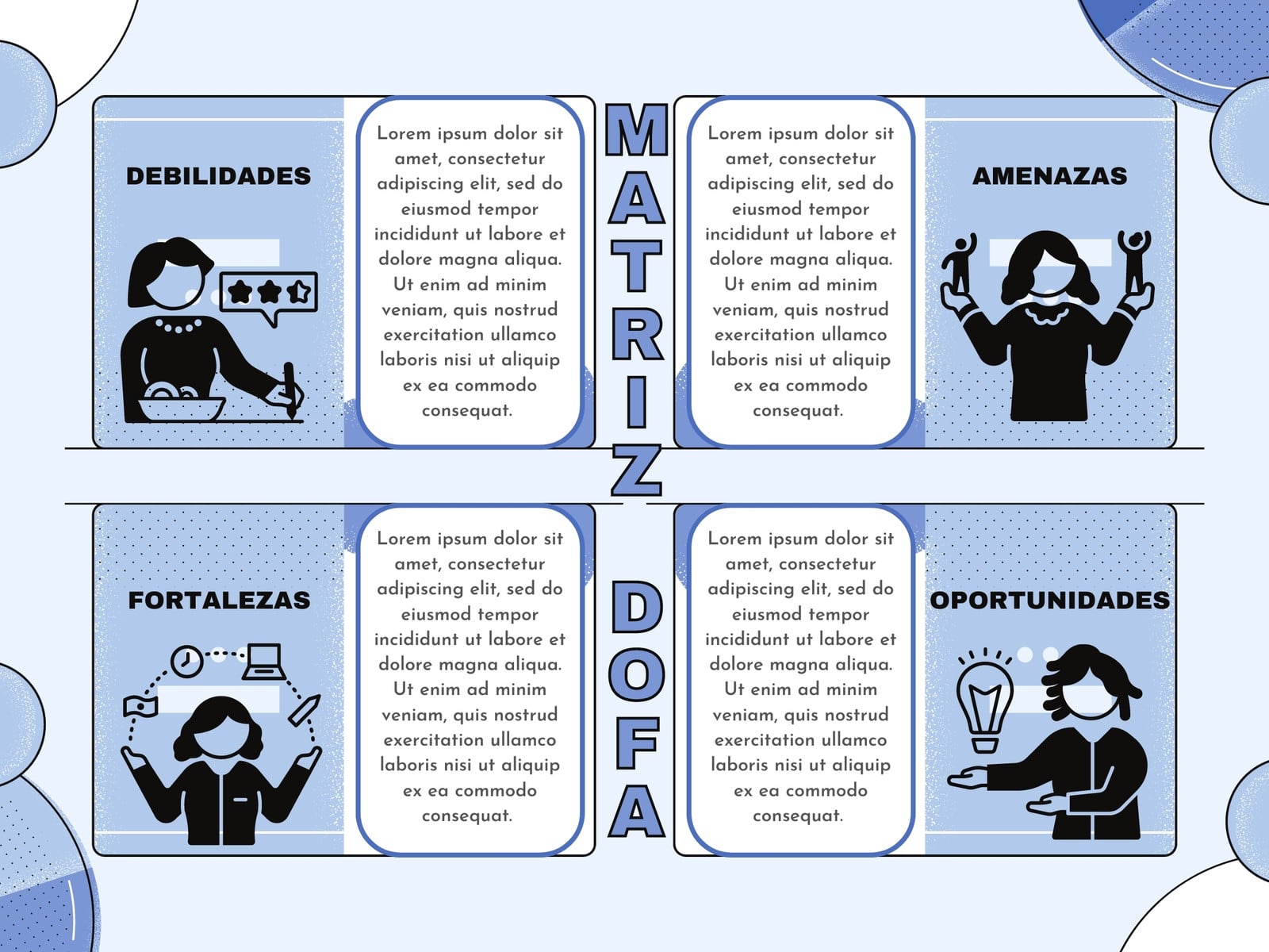 Grafica matriz dofa ilustrado azul y blanco