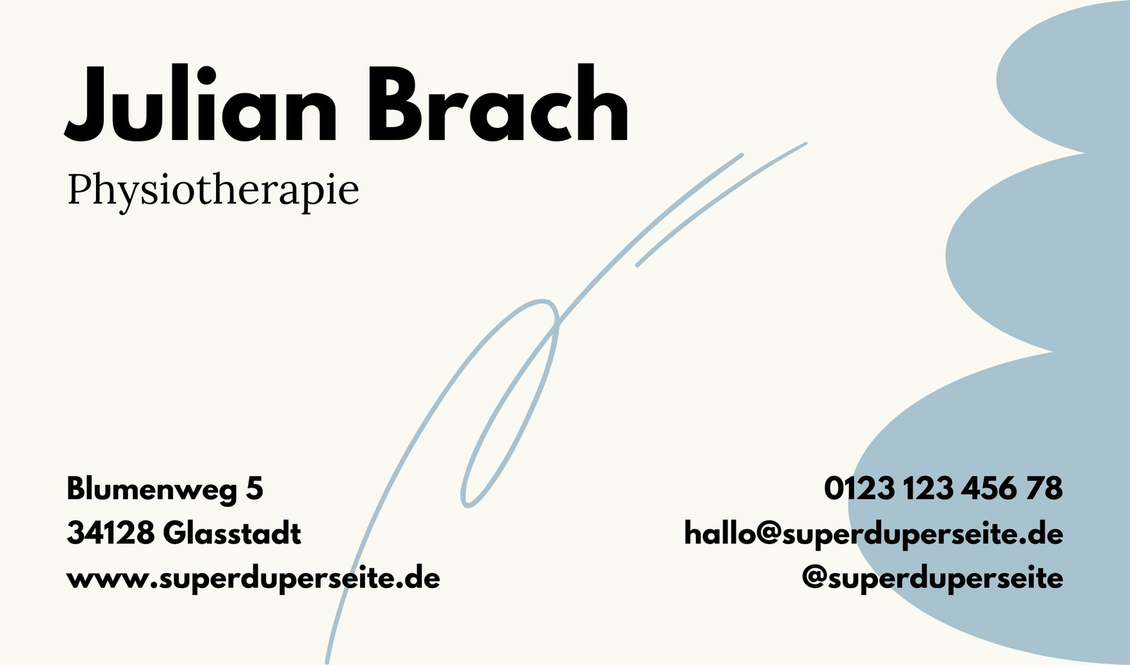 Simple Visitenkarte mit Lineart in Offwhite Schwarz und Hellblau Simple Visitenkarte mit Lineart in Offwhite Schwarz und Hellblau