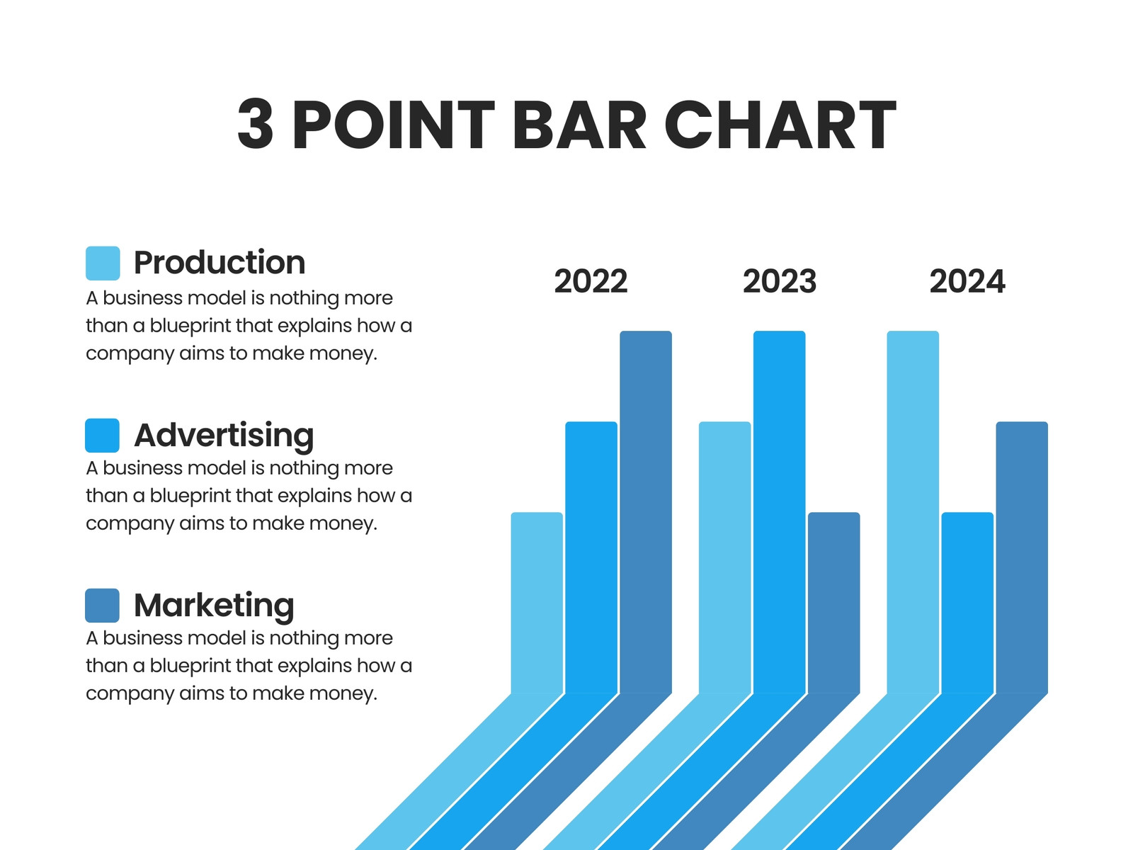 Blue and White Modern 3 Point Bar Graph