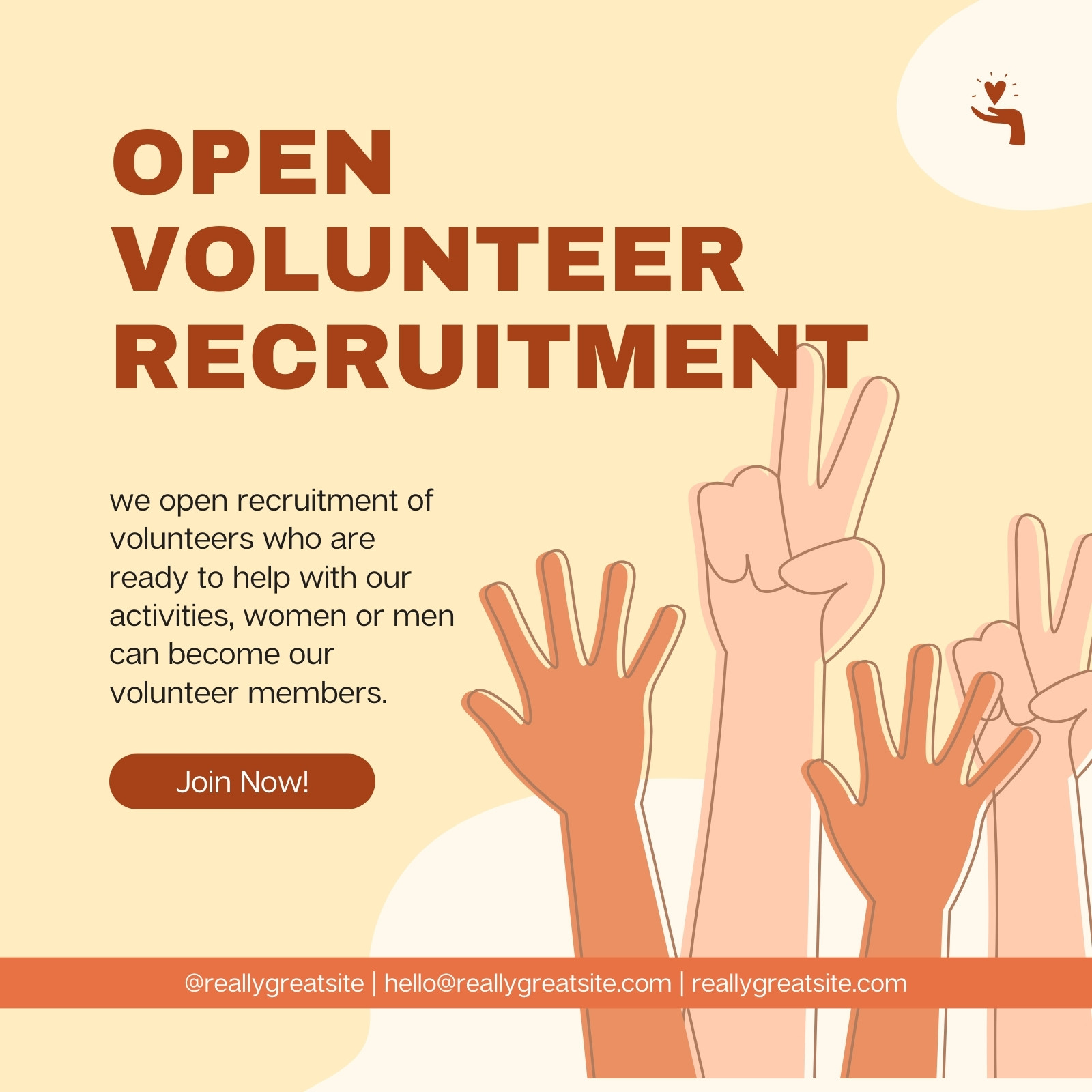 Brown Illustrative Open Recruitment Volunteer Instagram Post