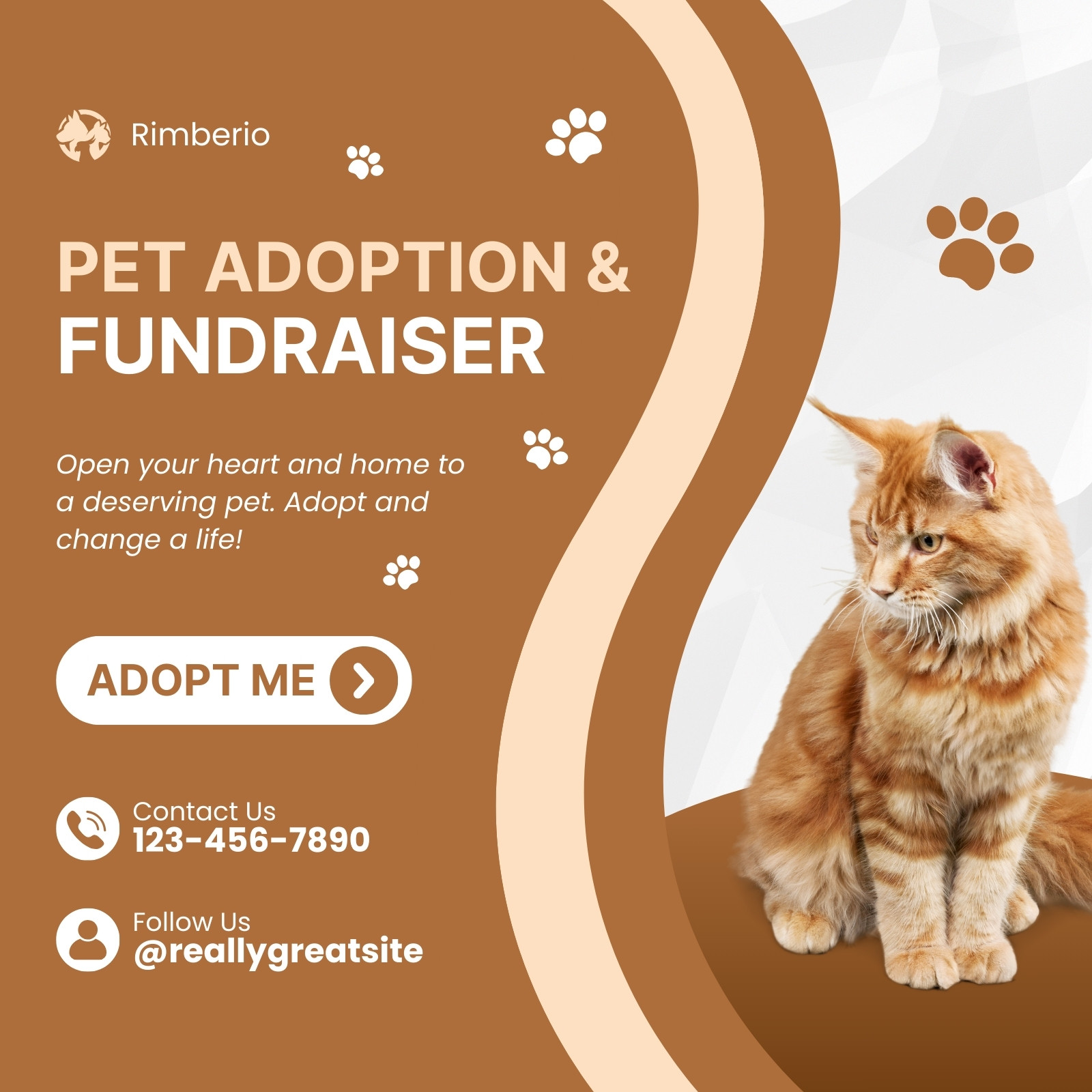Brown And Cream Modern Pet Adoption & Fundraiser Instagram Post