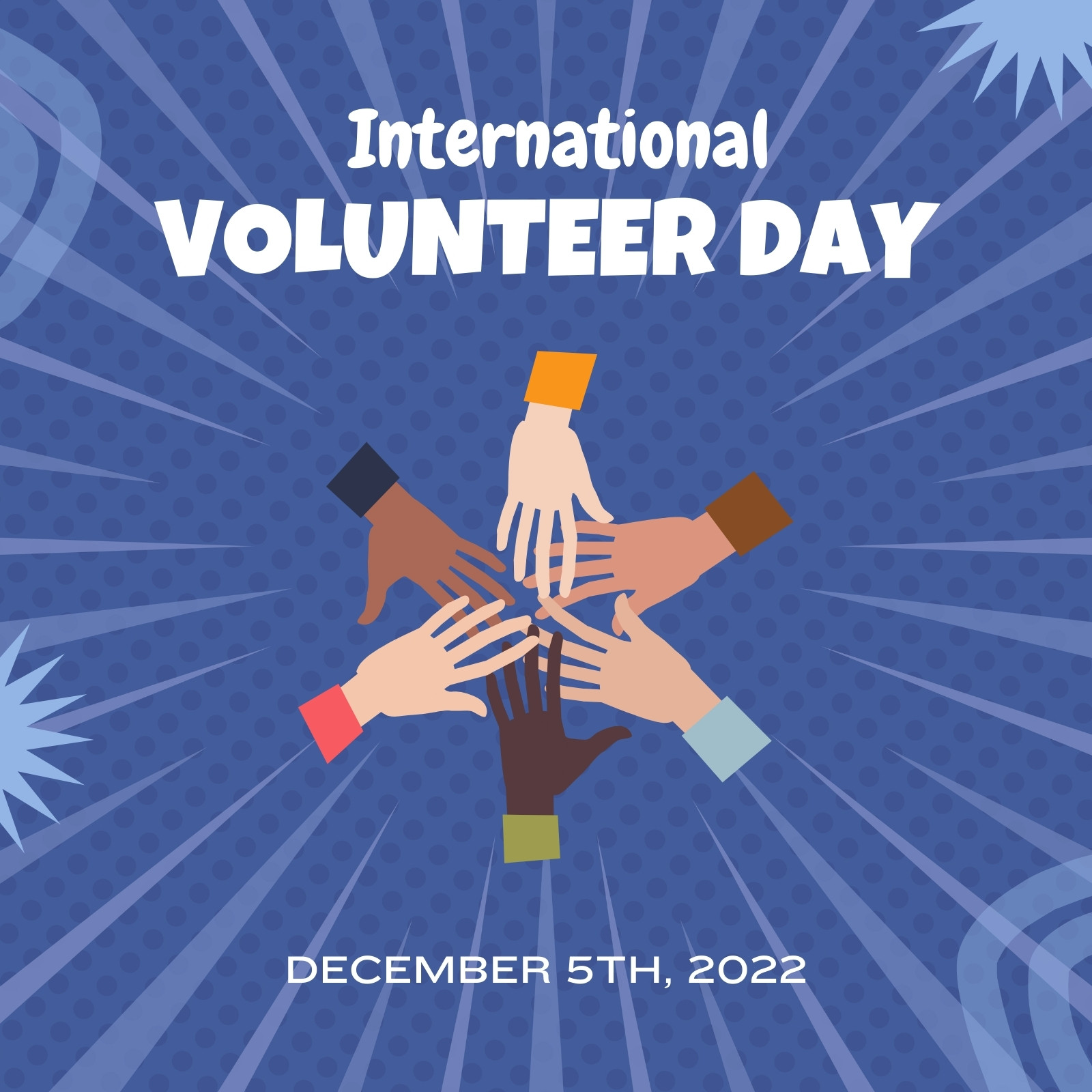 Blue and White Illustrative Vintage Volunteer Day Instagram Post
