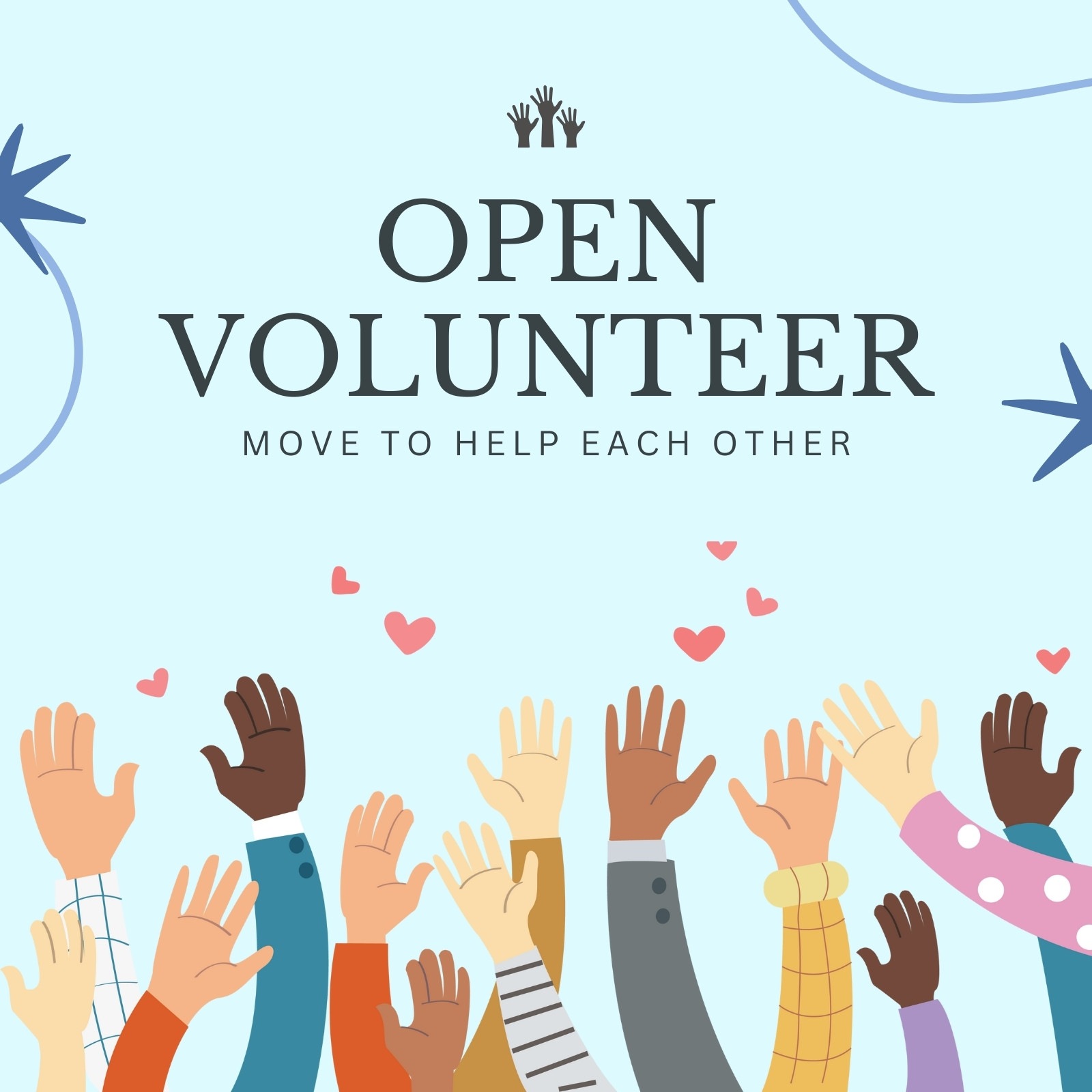 Open Volunteer Square Instagram Post in White Bold Illustrative Style