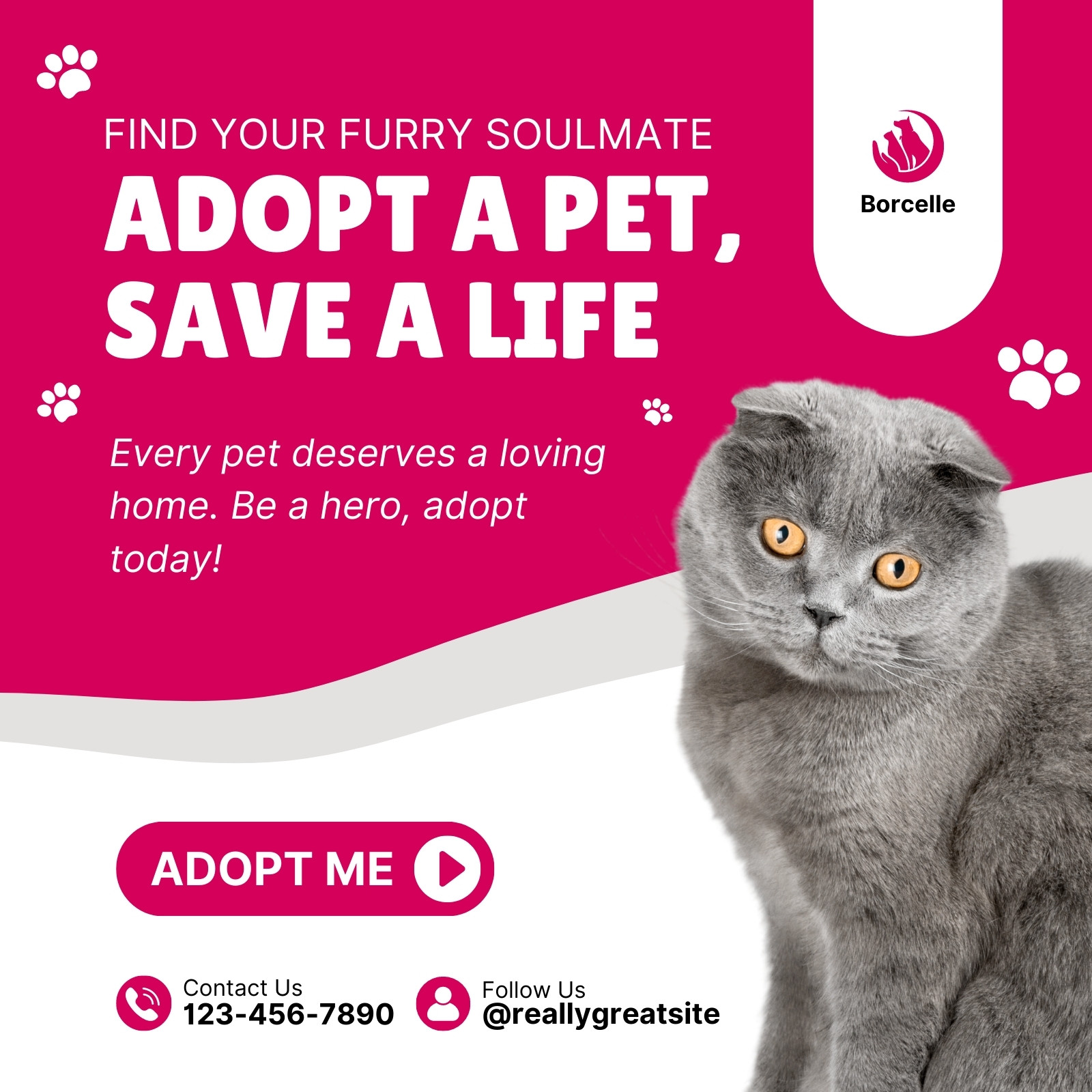 Pink And White Modern Pet Adoption Instagram Post