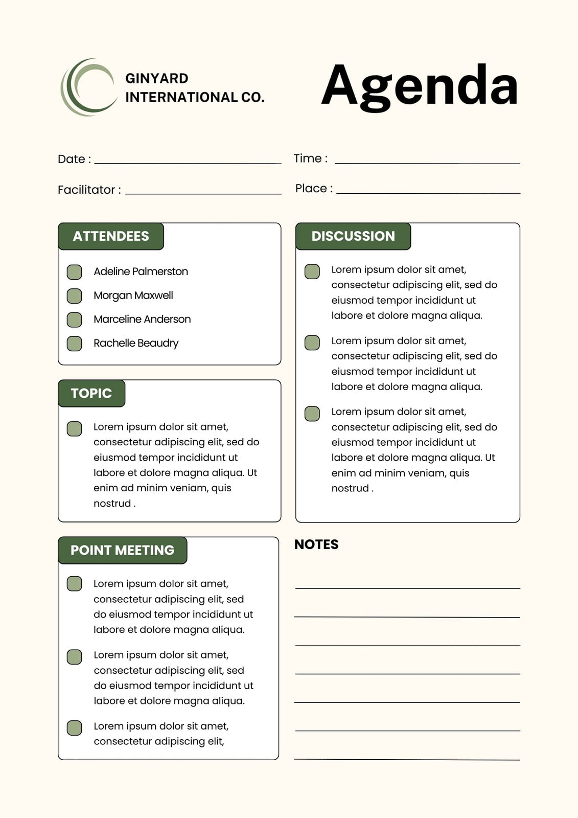 Green and Dark Green Modern Minimal Agenda A4 Document Green and Dark Green Modern Minimal Agenda A4 Document