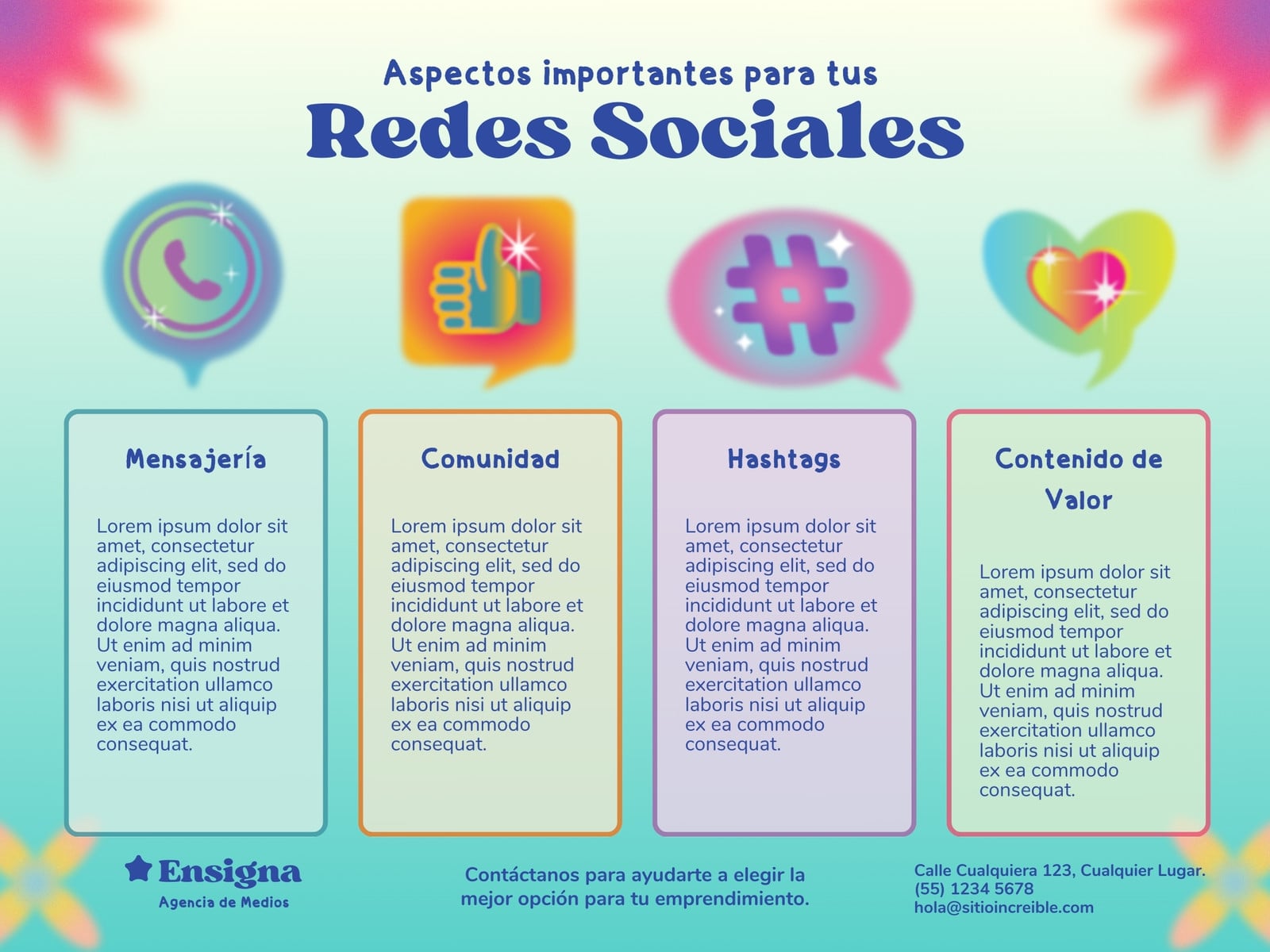 Gráfico Cuadro Comparativo Redes Sociales Degradado Turquesa