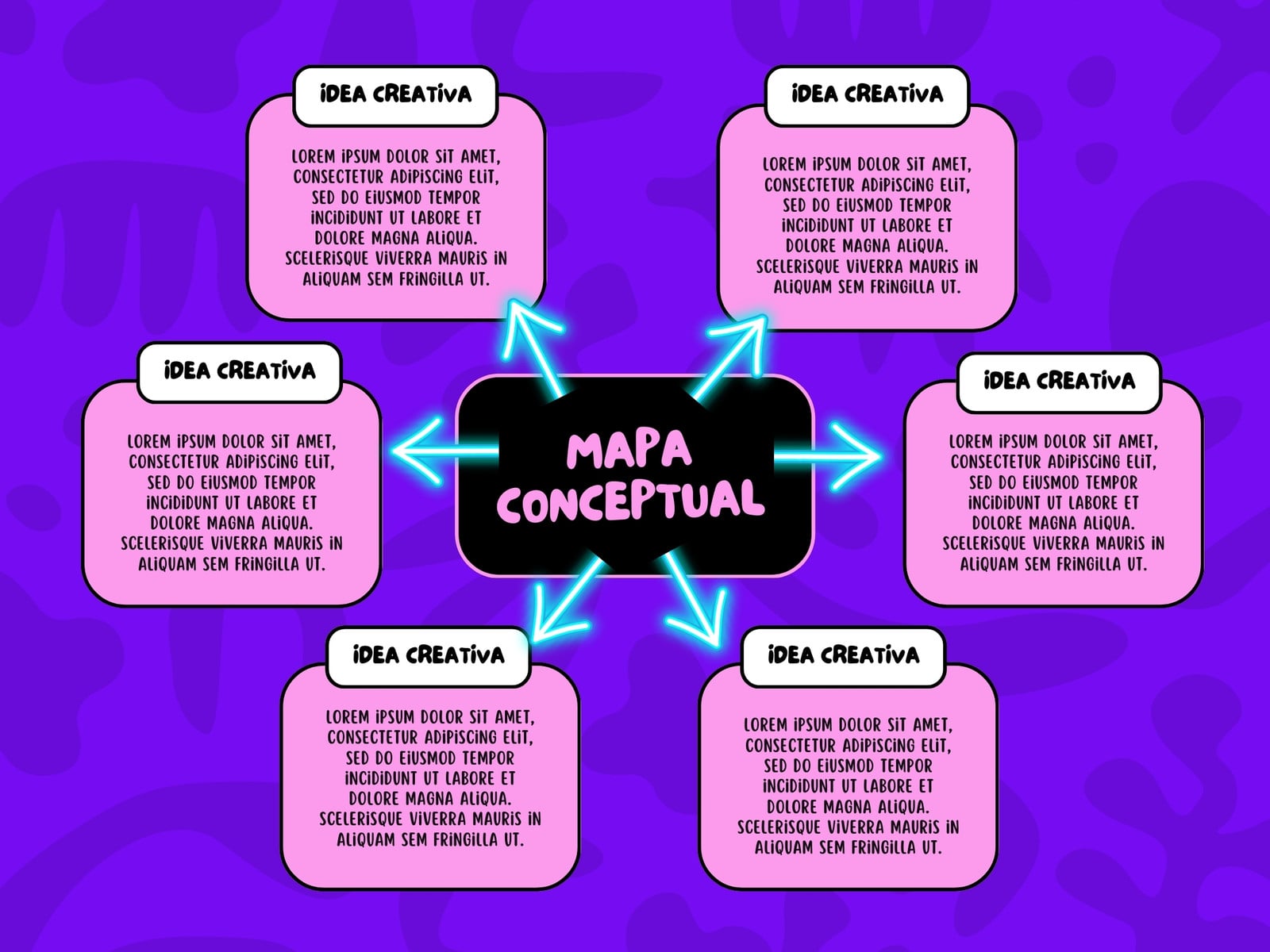 Mapa conceptual ideas creativas vistoso morado