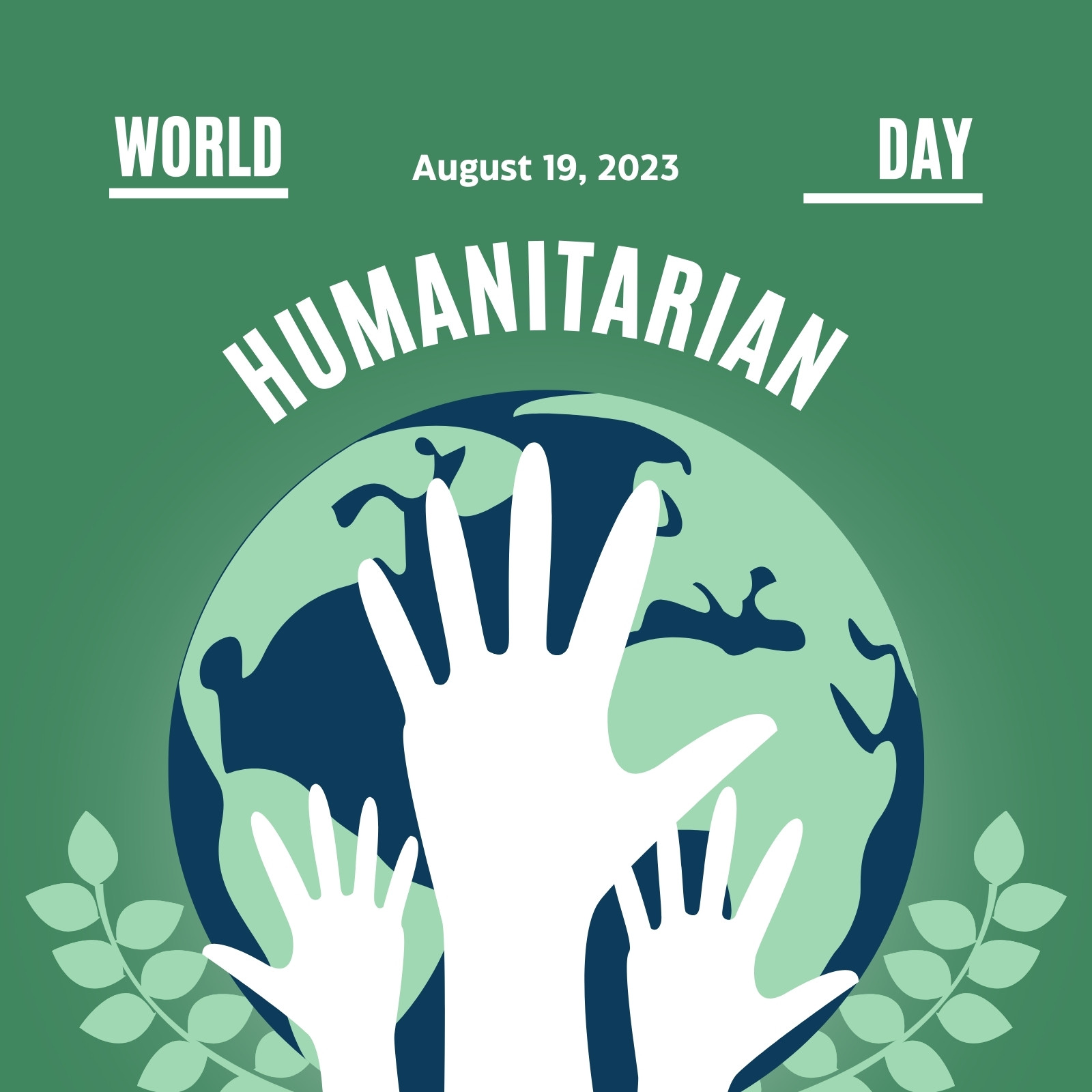 Green White Illustration World Humanitarian Day Instagram Post