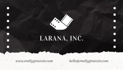Modern Minimalist Filmmaker Business Card Canva template, black and white