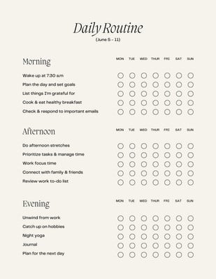 Free and customizable routine templates