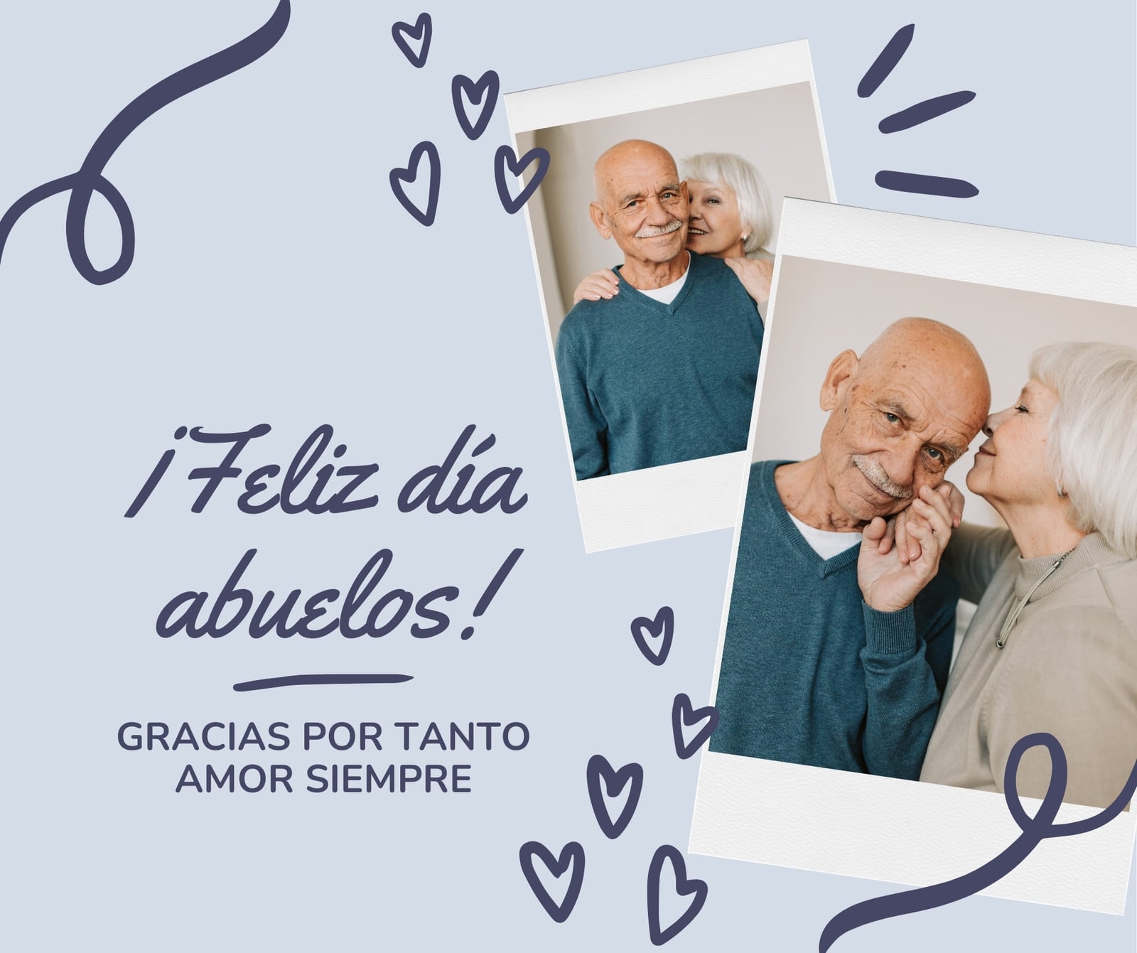 Post para Facebook Día de los Abuelos y las Abuelas Bonito Celeste