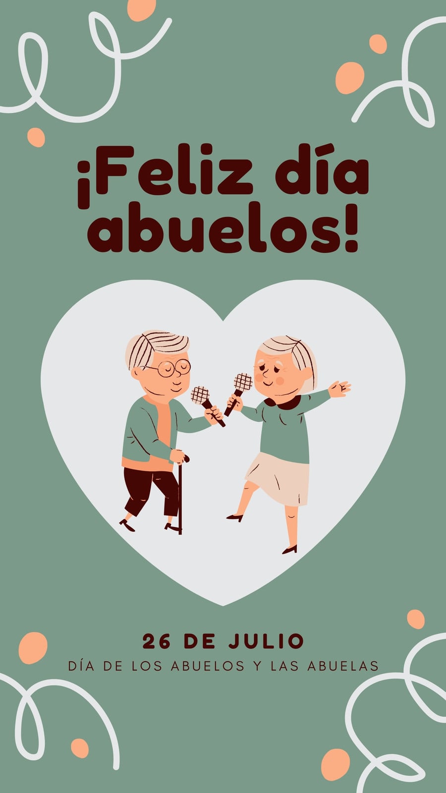 Tu Historia Día de los Abuelos y las Abuelas Saludo Tierno Verde